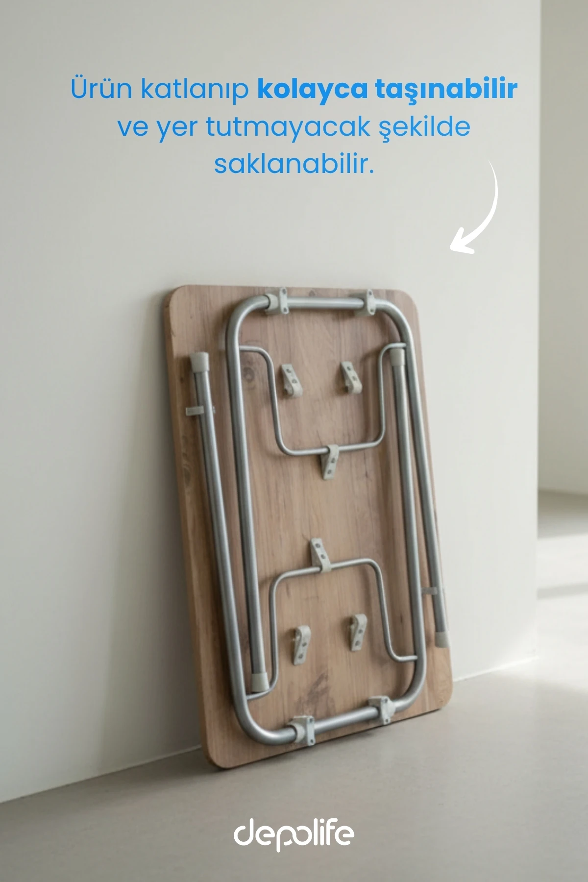 Pratik Katlanır Ayak Mutfak Yemek Masası Balkon Ders Çalışma Piknik Masa 60x80cm Ceviz