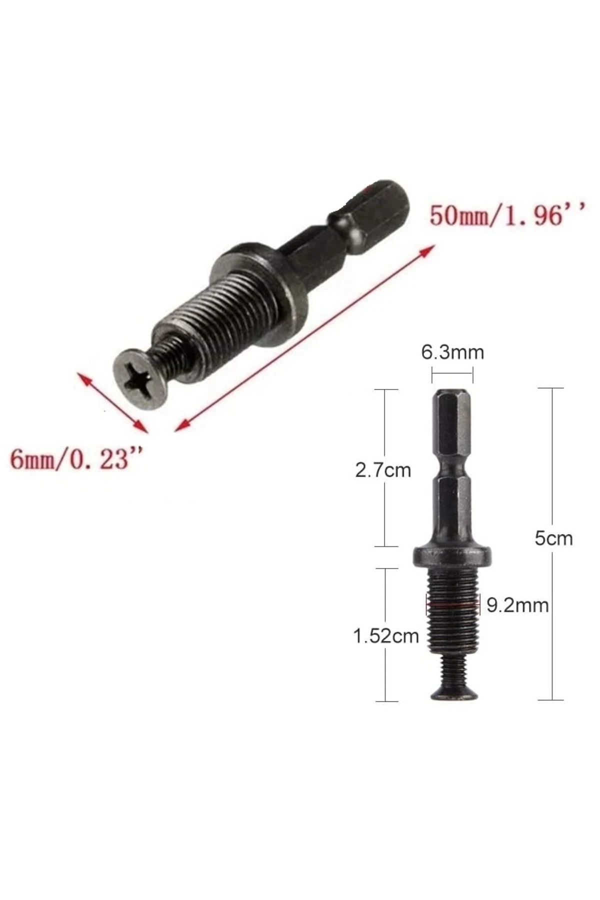 Altıgen Şaft Elektrikli Darbeli Matkap Mandren Için 1/4 Altıgen Şaft Adaptörü, Vida 3/8" 24unf