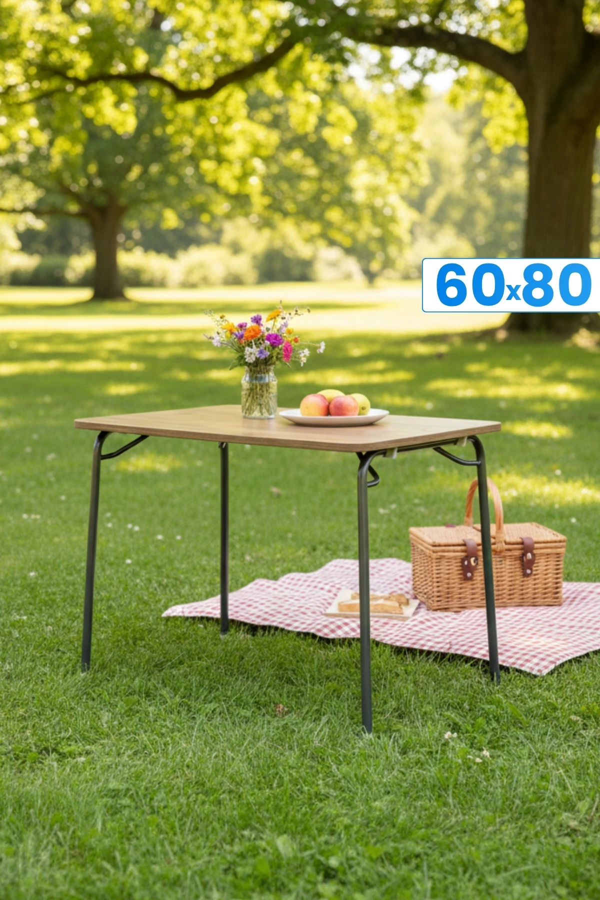 Pratik Katlanır Ayak Mutfak Yemek Masası Balkon Ders Çalışma Piknik Masa 60x80cm Ceviz