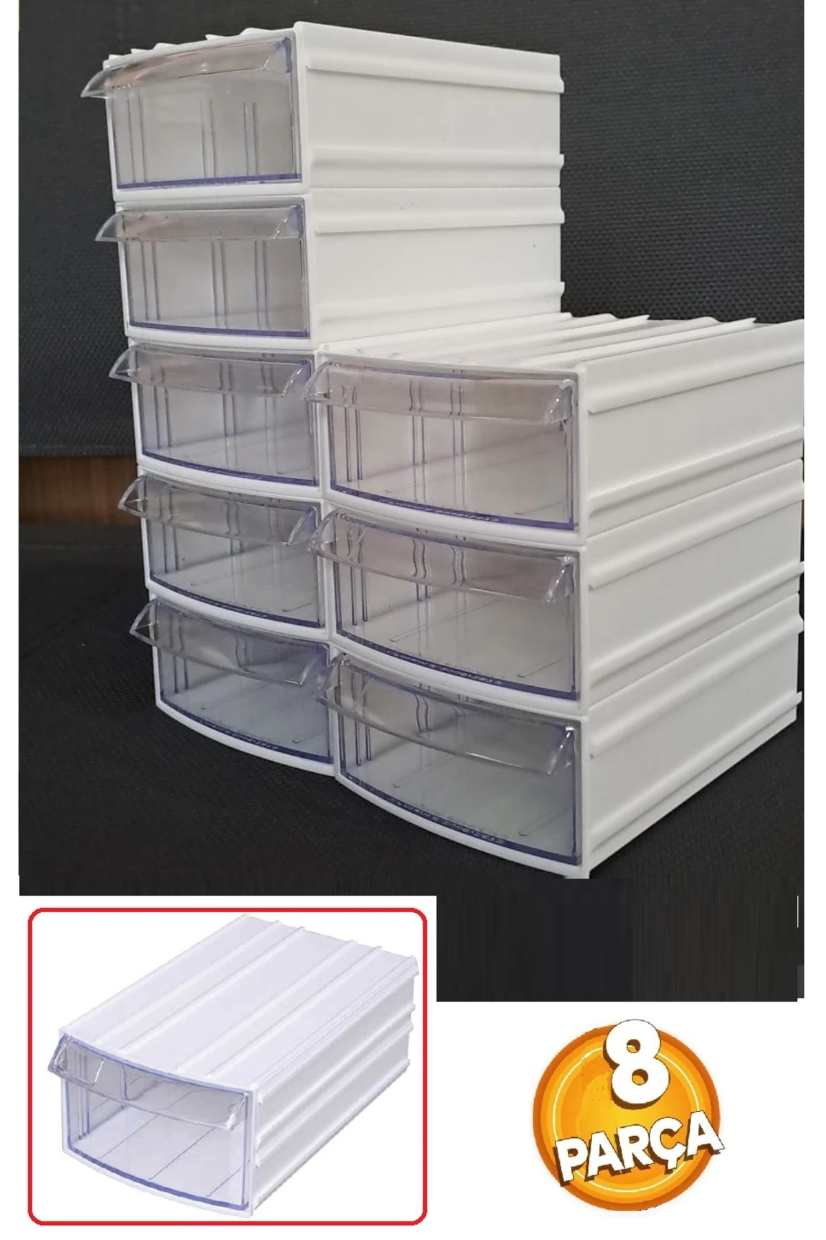 Şeffaf Çekmeceli Organizer Kutu 8 Kutu Dremel Gravür Boncuk Mücevher Saklama Kutusu düzenleyici