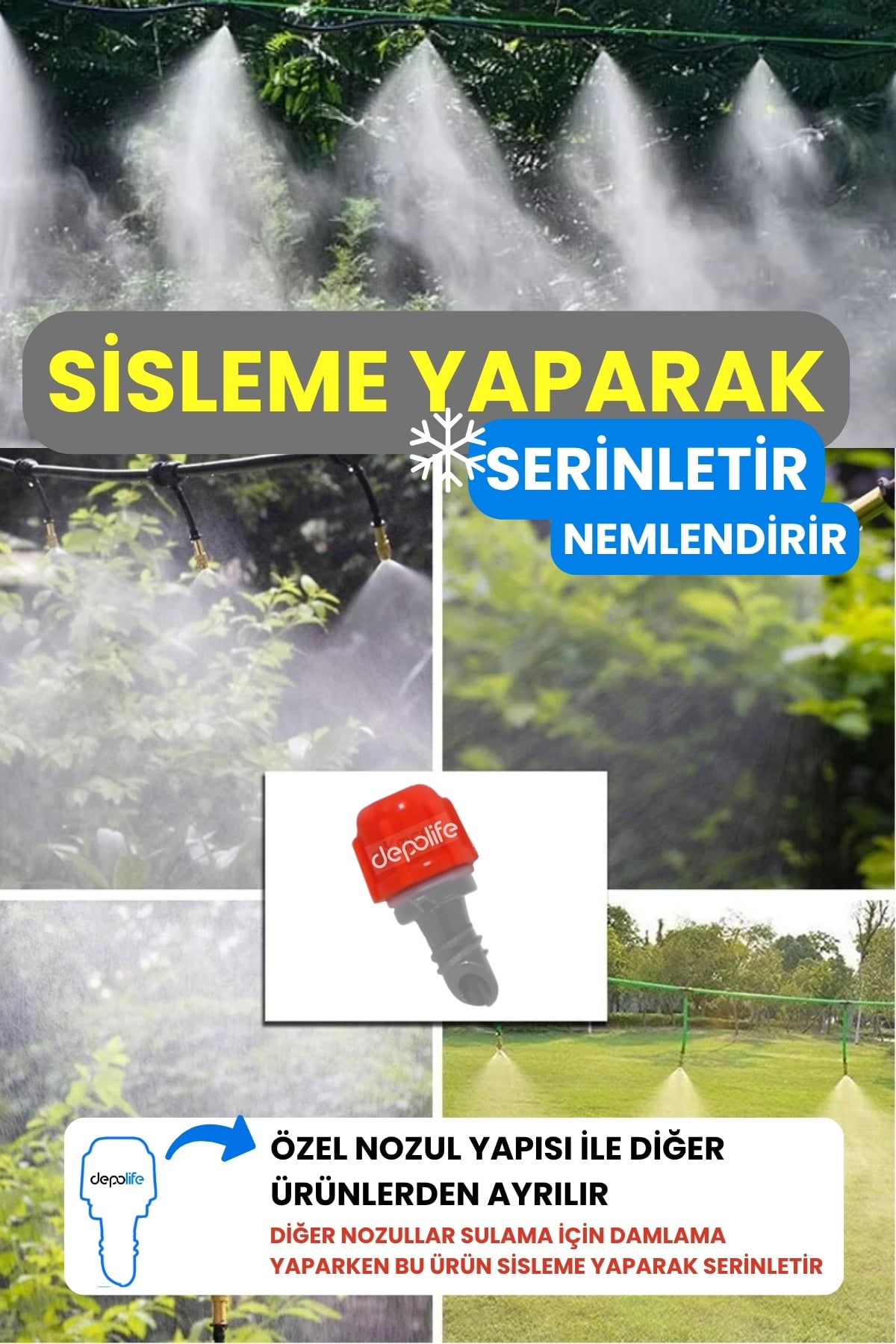 10 Metre Bahçe Balkon Veranda Kamelya Çardak Nemlendirme Sulama Serinletme Sis Püskürtme Sistemi