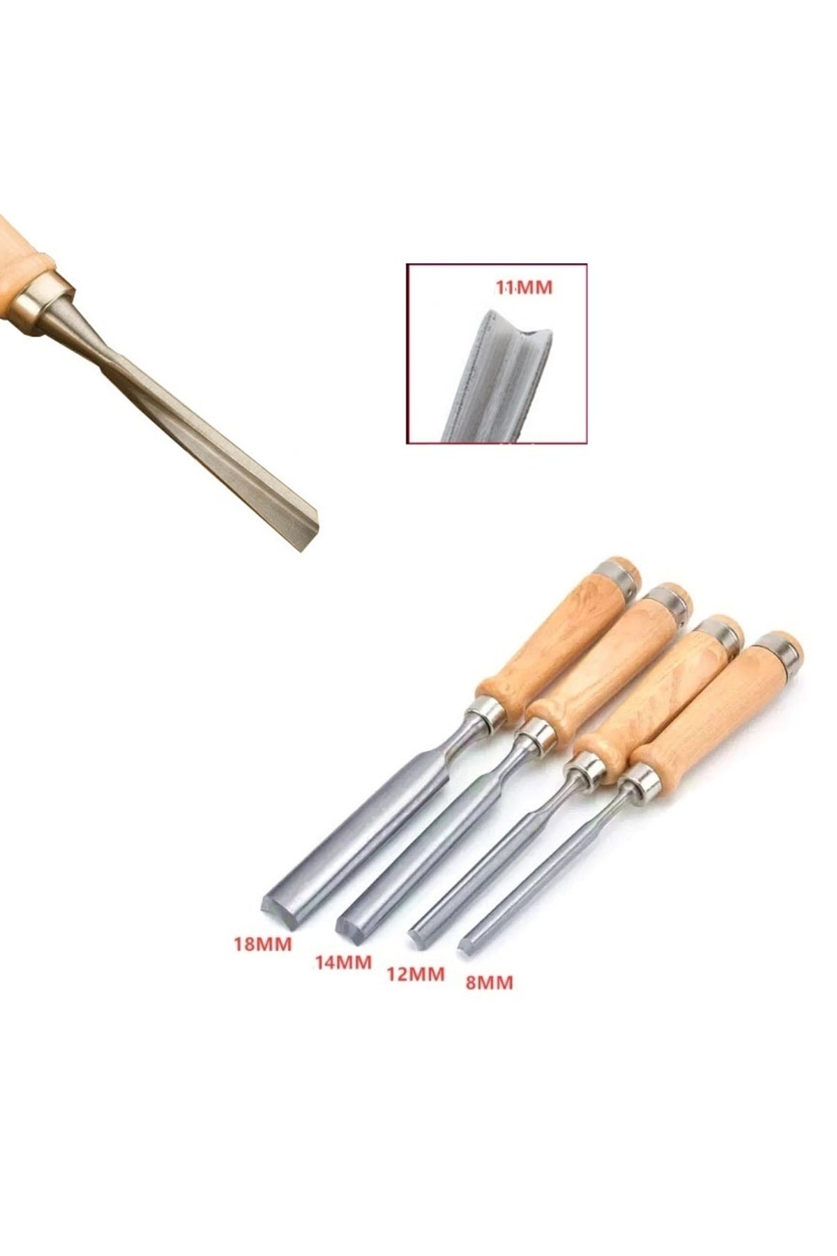 Ahşap Oyma Konik Iskarpela Bıçak Alet Seti Kaşık Kuksa Oval Oyma Yontma Torna Çakısı 5 Parçalı Set
