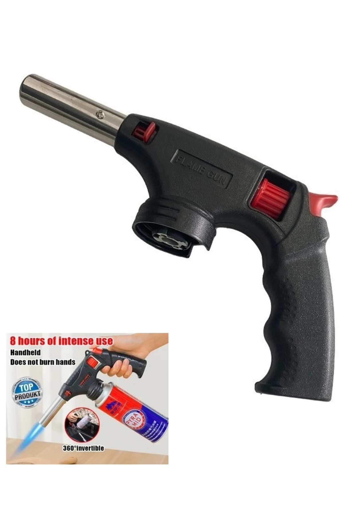 Tabanca Pürmüz Kafası Yüksek Alevli Torch Kafa 1500 Derce yüksek Alev Saplı çakmak Kamp gazı uyumlu