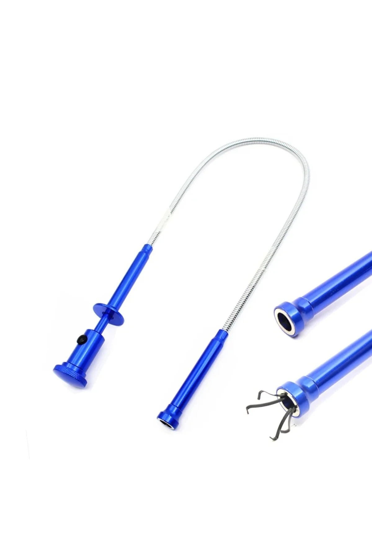 Spiral Esnek Mıknatıslı Işıklı Kancalı Kıskaç 62cm Manyetik Vida Tutucu Güçlü Çelik Çene