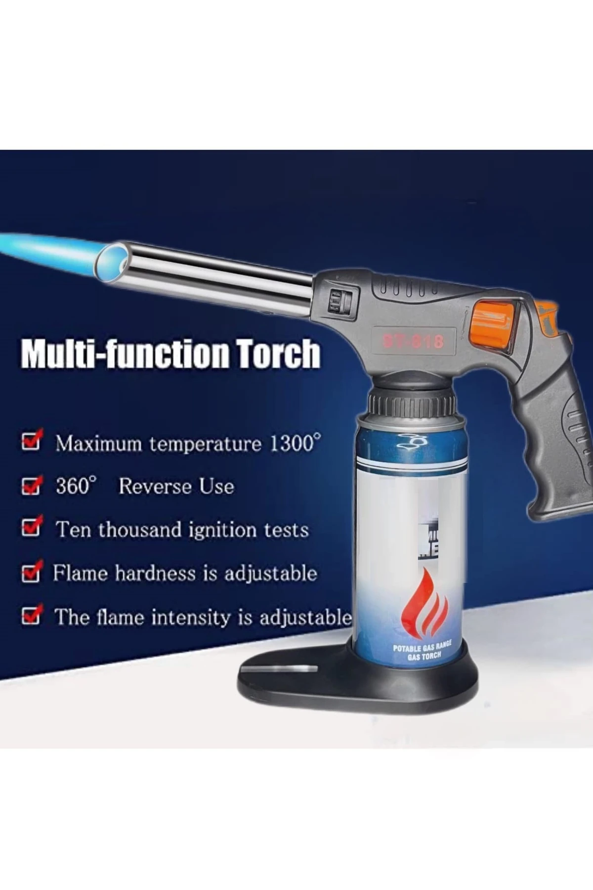 Tabanca Pürmüz Kafası Yüksek Alevli Torch Kafa 1500 Derce yüksek Alev Saplı çakmak Kamp gazı uyumlu