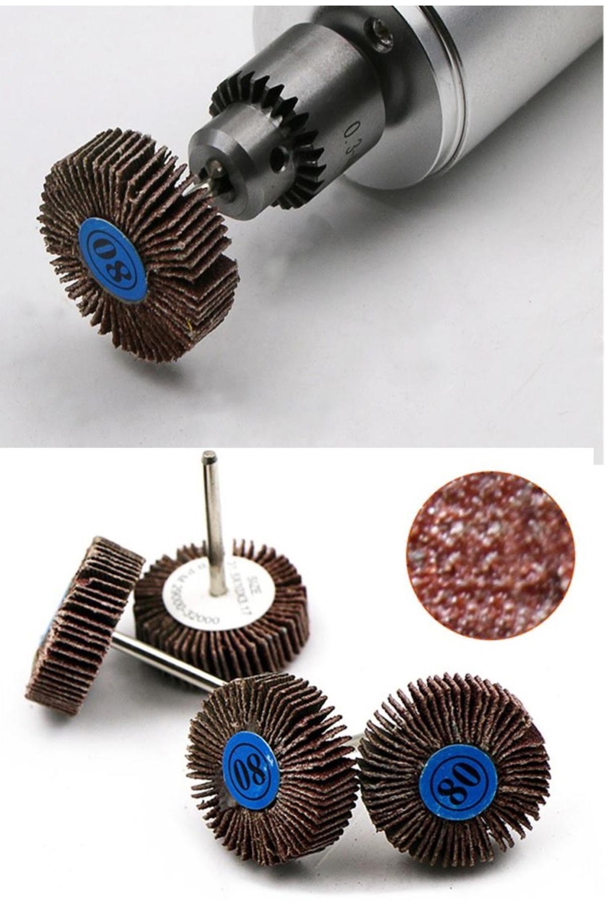 Mini Gravür Makinaları Için Mop Flap Disk Zımpara Seti 8li 3mm Sap Çoklu Yaprak Zımpara Takımı