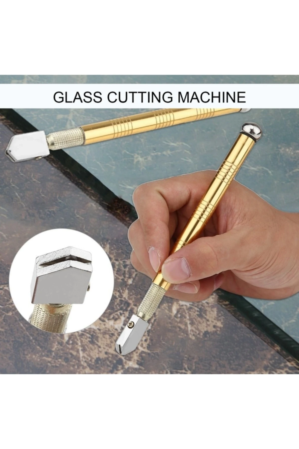 Elmas Kalem Cam Kesici Fayans Kesici Kendinden Yağlama Yağı Besleme Uçlu Cam Kesici Metal Saplı