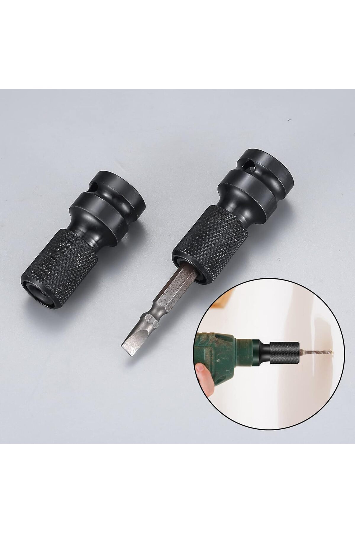 Somun Sökme Darbeli Matkap Makinesi Için 2li Mandrenli Bits Adaptörü Tornavida Vidalama Sökme Takma
