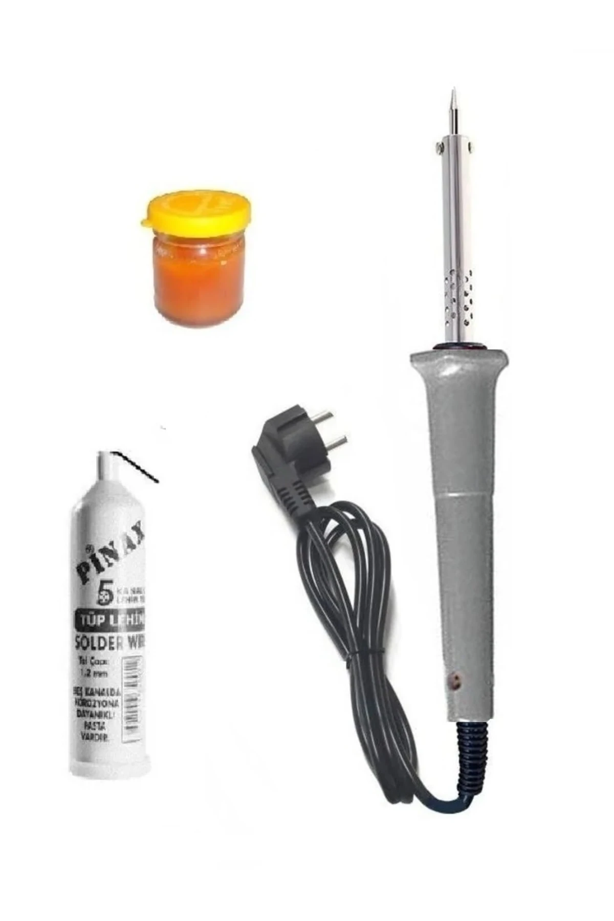 40w Ahşap Saplı Kalem Havya Seti Lehim Makinası Pasta Zımpara 3 Parçalı Set Takım