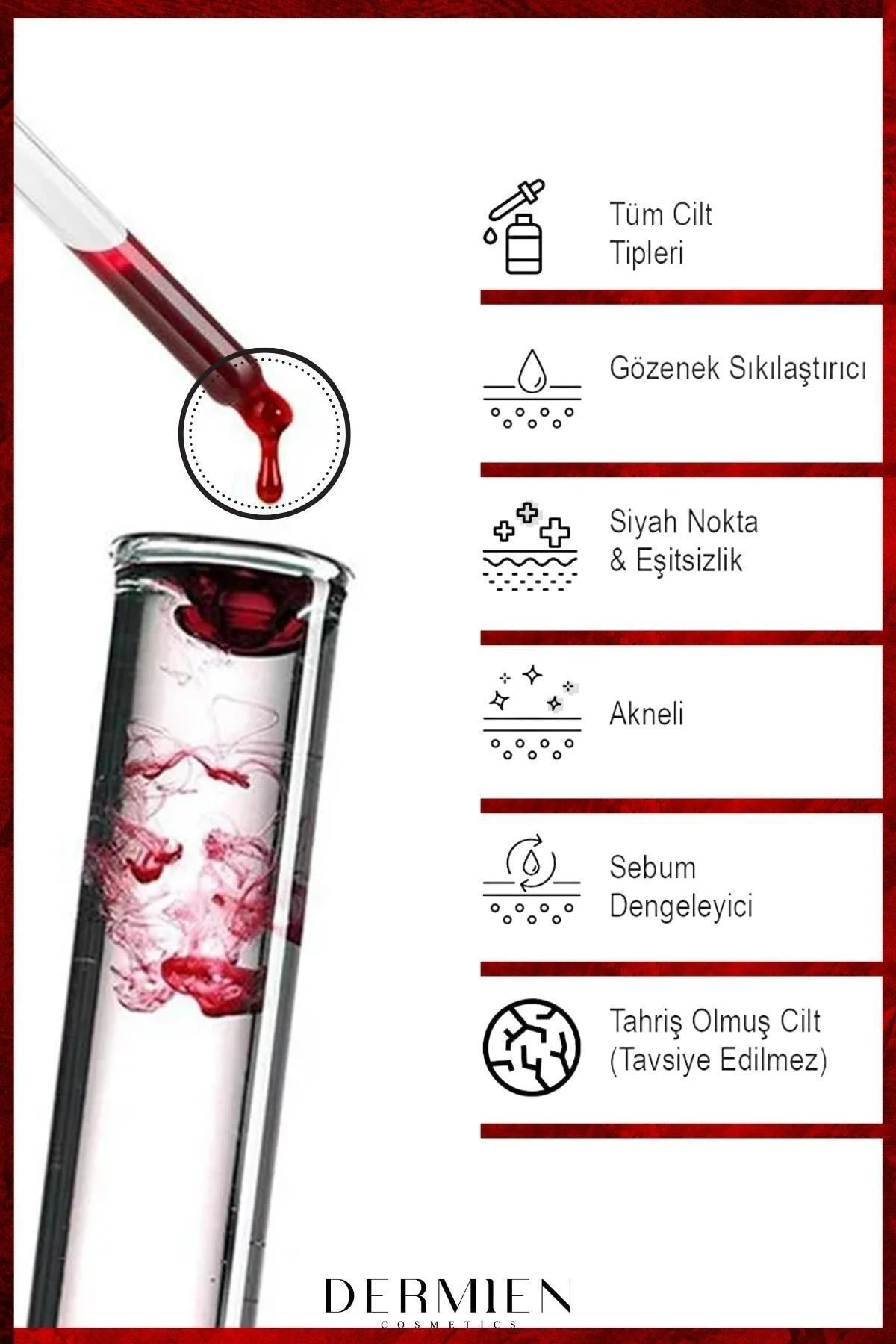 Red Peeling Serum Canlandırıcı, Yenileyici, Gözenek Sıkılaştırıcı, Leke Ve Akne Karşıtı, Antioksidan