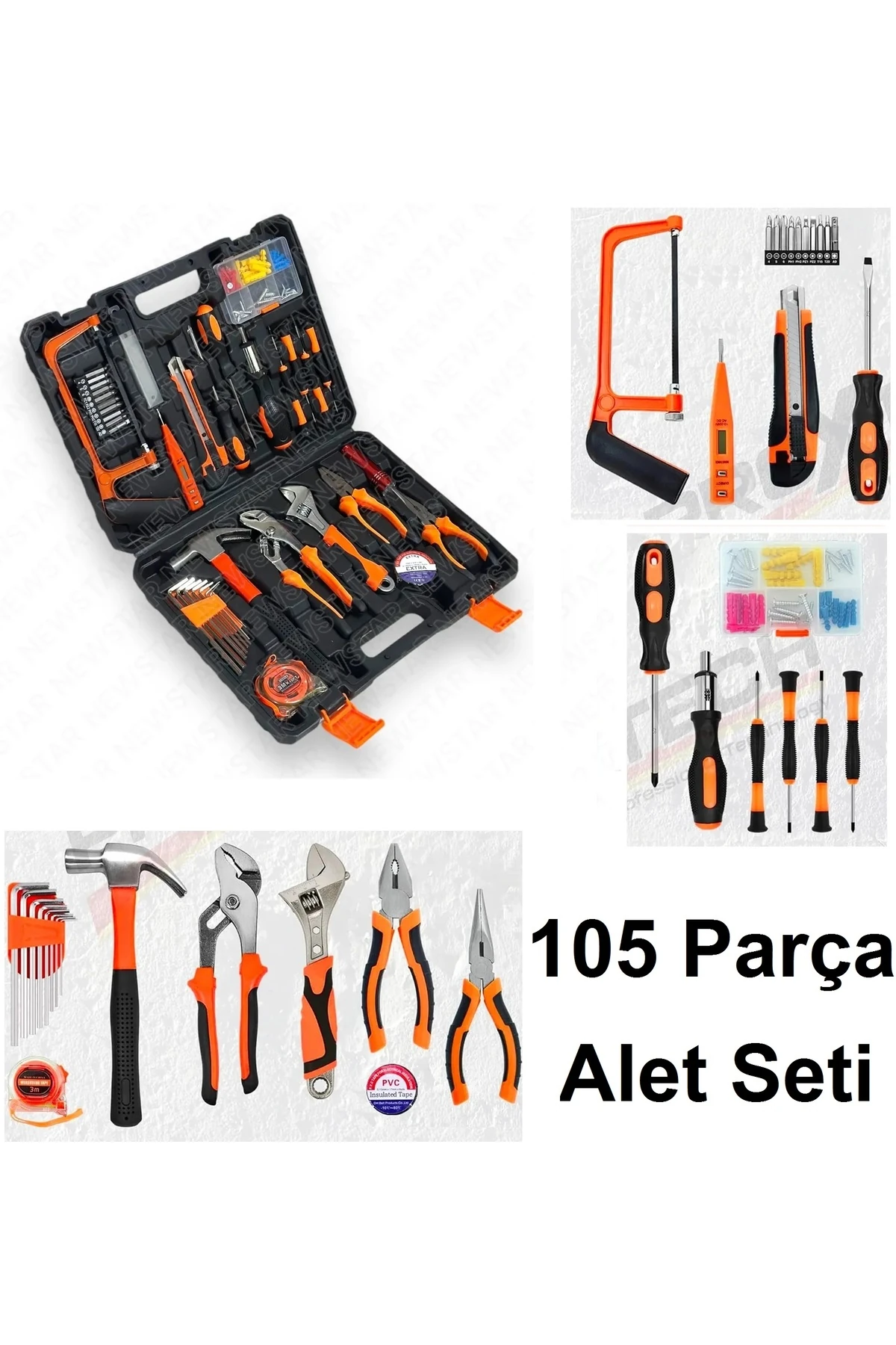 05 Parça Profesyonel Çanalı Alet Takımı Pense ingiliz lokma saatçi çekiç yan keski boru anahtar seti