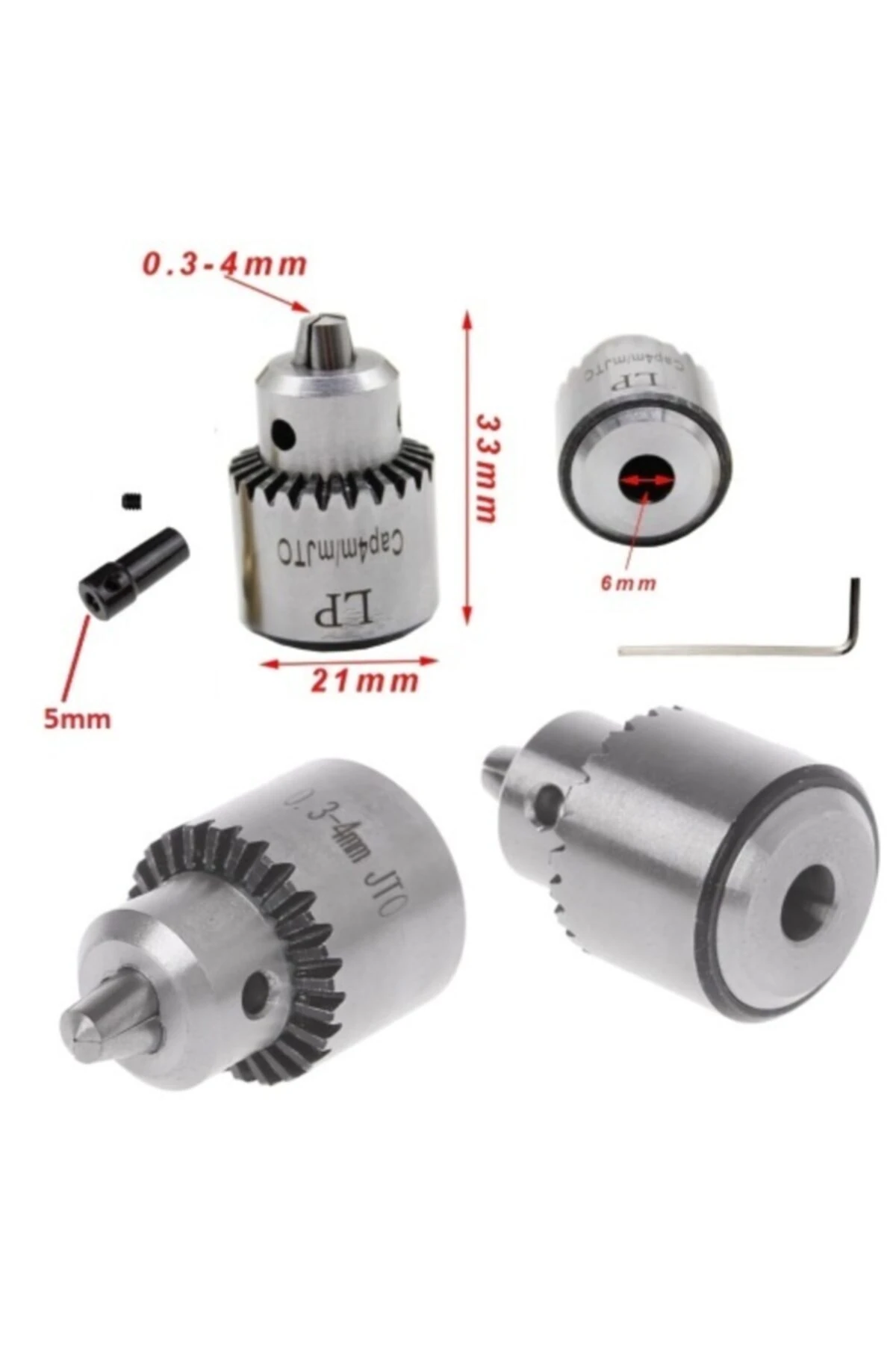 Motor Için Anahtarlı Mandrel 3 Çeneli 5mm Mil Çaplı Mandren Okul Proje Uygulama Matkap Uçlu