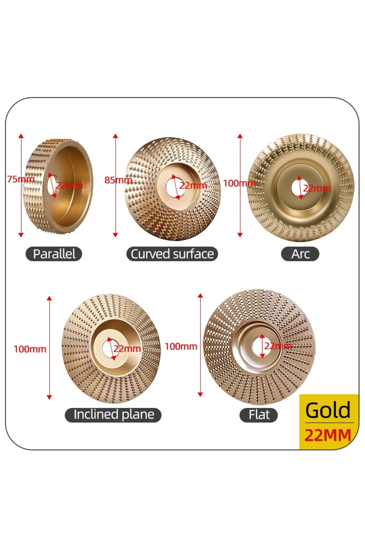 Ahşap için spiral avuç taşlama diski 5 Parça Oyma Aşındırma titanyum disk seti