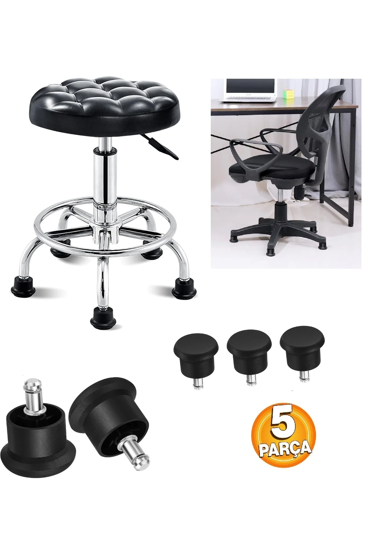 Ofis Büro Koltuk Tekerlek Için 5 Adet Sekmanlı Teker Sabit Çalışma Koltuğu Sabitleyici