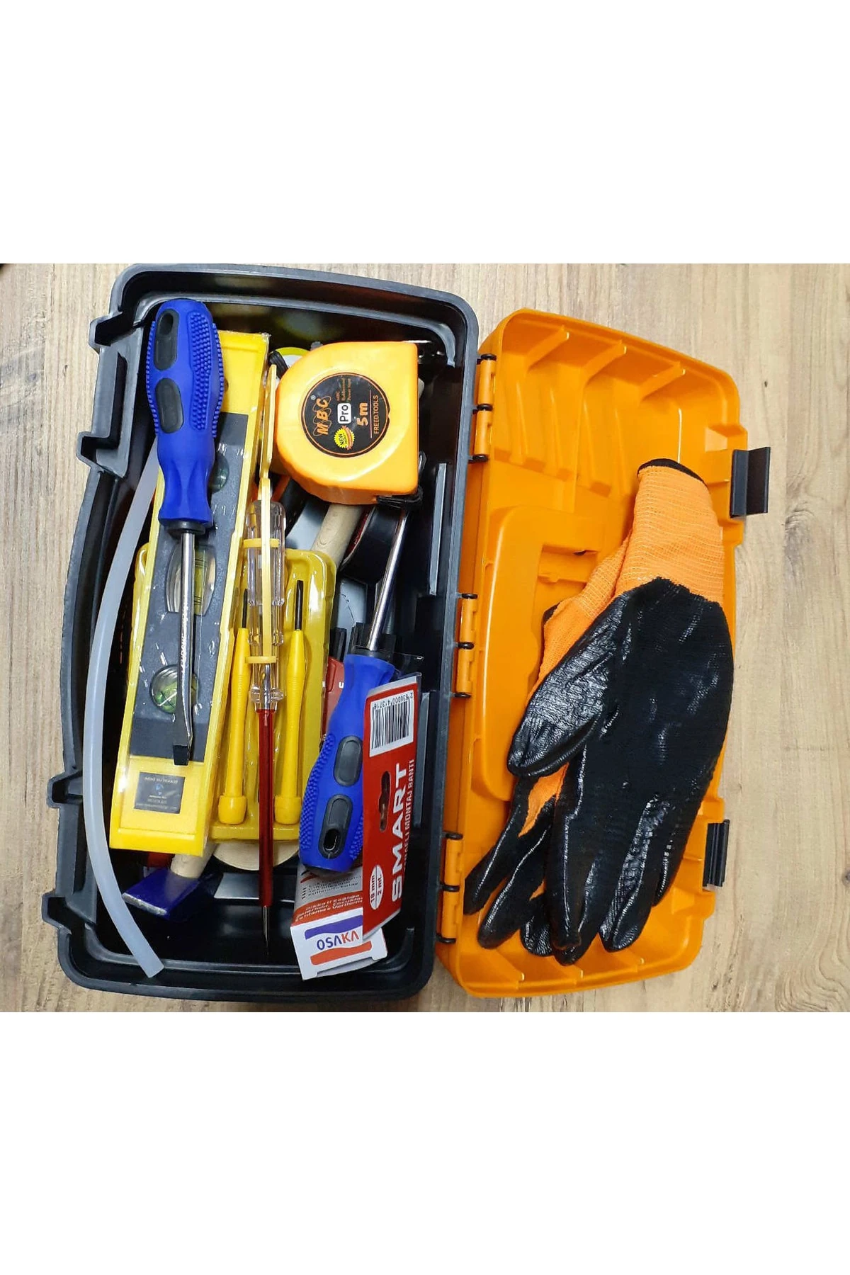 Çantalı Alet Takım Seti 19 Saatçi Tornavida Metre Çekiç Pense Yankeski Su Terazisi Alyan Vida Dubel