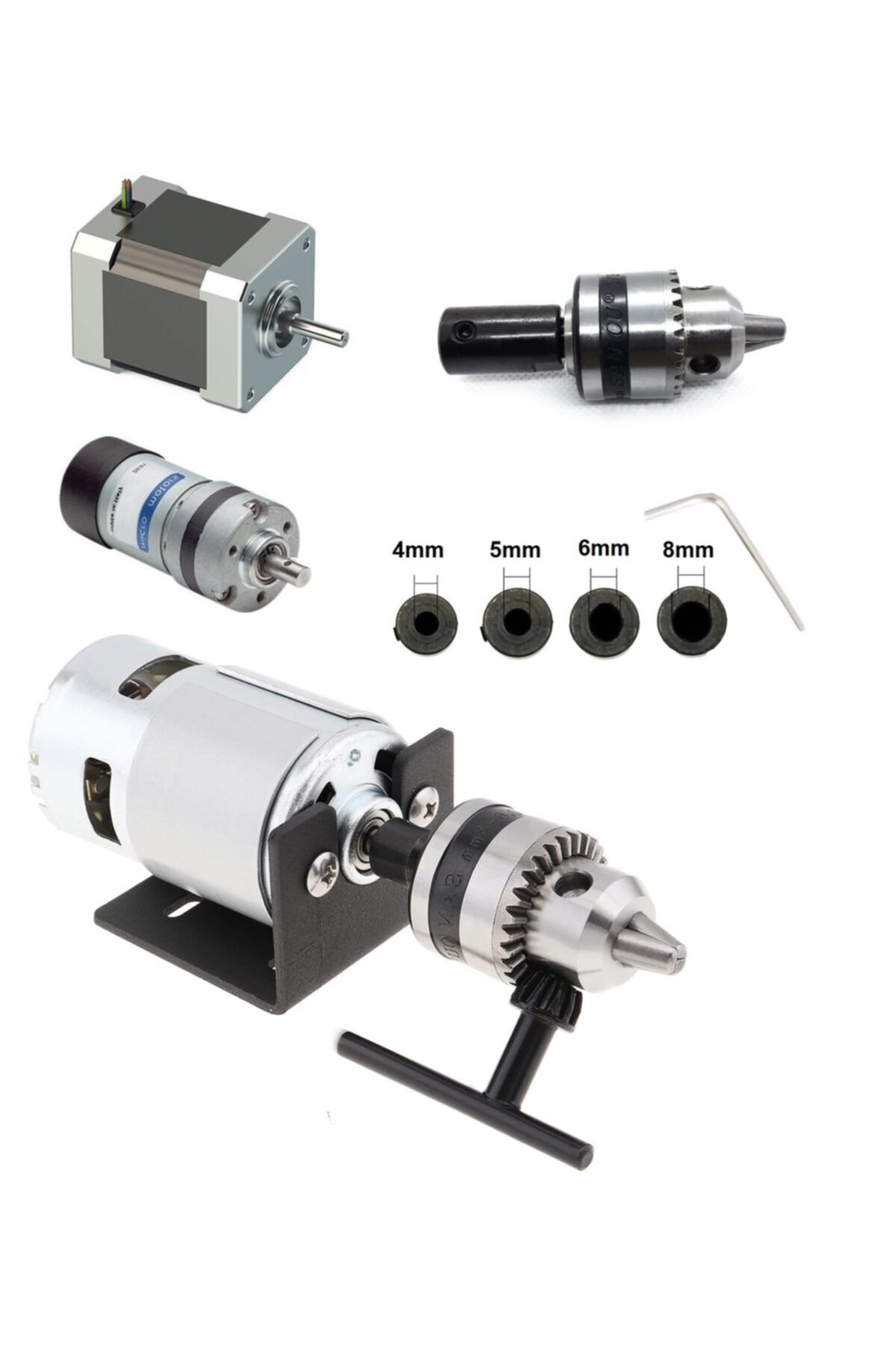 Motor Için Küçük Anahtarlı Metal 6mm Mandren 4mm 5mm 6mm 8mm Kaplinli Okul Proje Ödev Uygulama Hobi