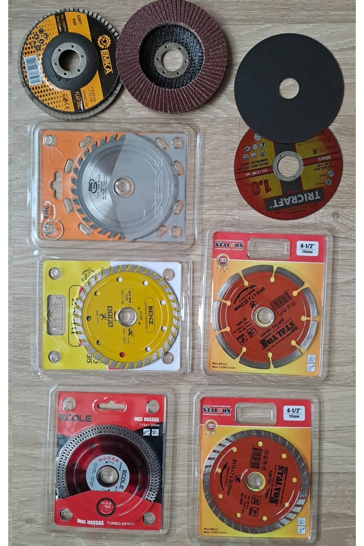 Ahşap Metal Mermer Granit Seramik kesici disk Seti Kesme Zımparalama Daire Disk Bıcak 115mm ispirel