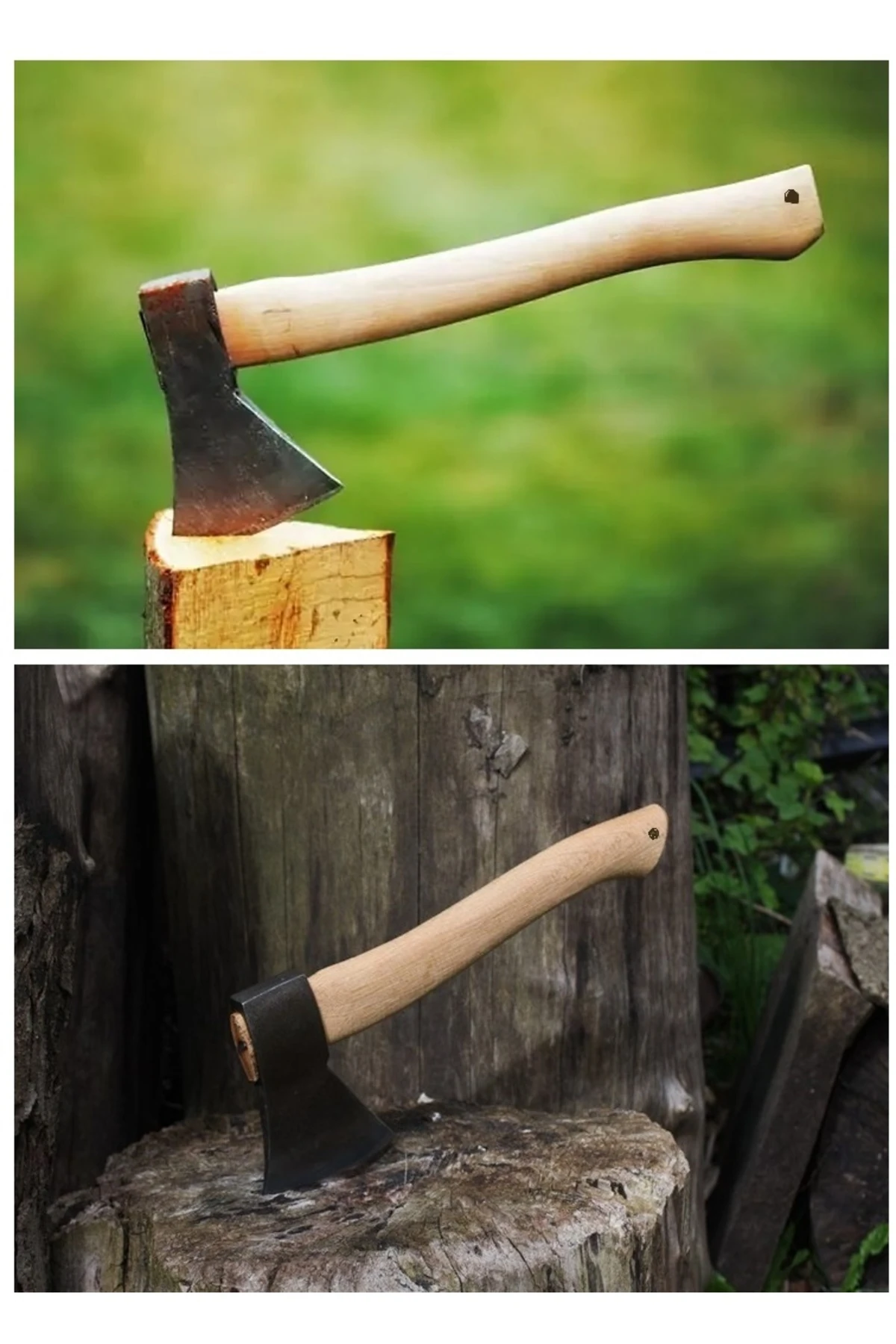 Ahşap Saplı Odun Kesme Baltası Orman Bahçe Doğa Kamp Için Nacak Balta Orman Aktiviteleri 600gr