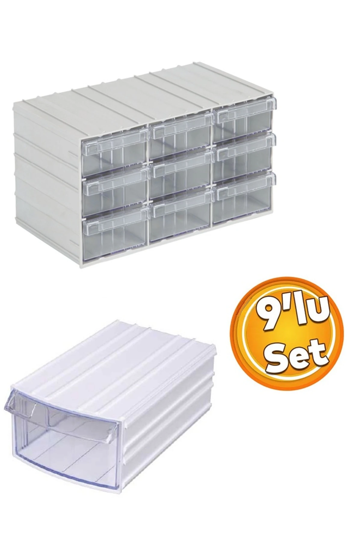 Şeffaf Çekmeceli Organizer Kutu 9 Kutu Dremel Gravür Boncuk Mücevher Saklama Kutusu düzenleyici