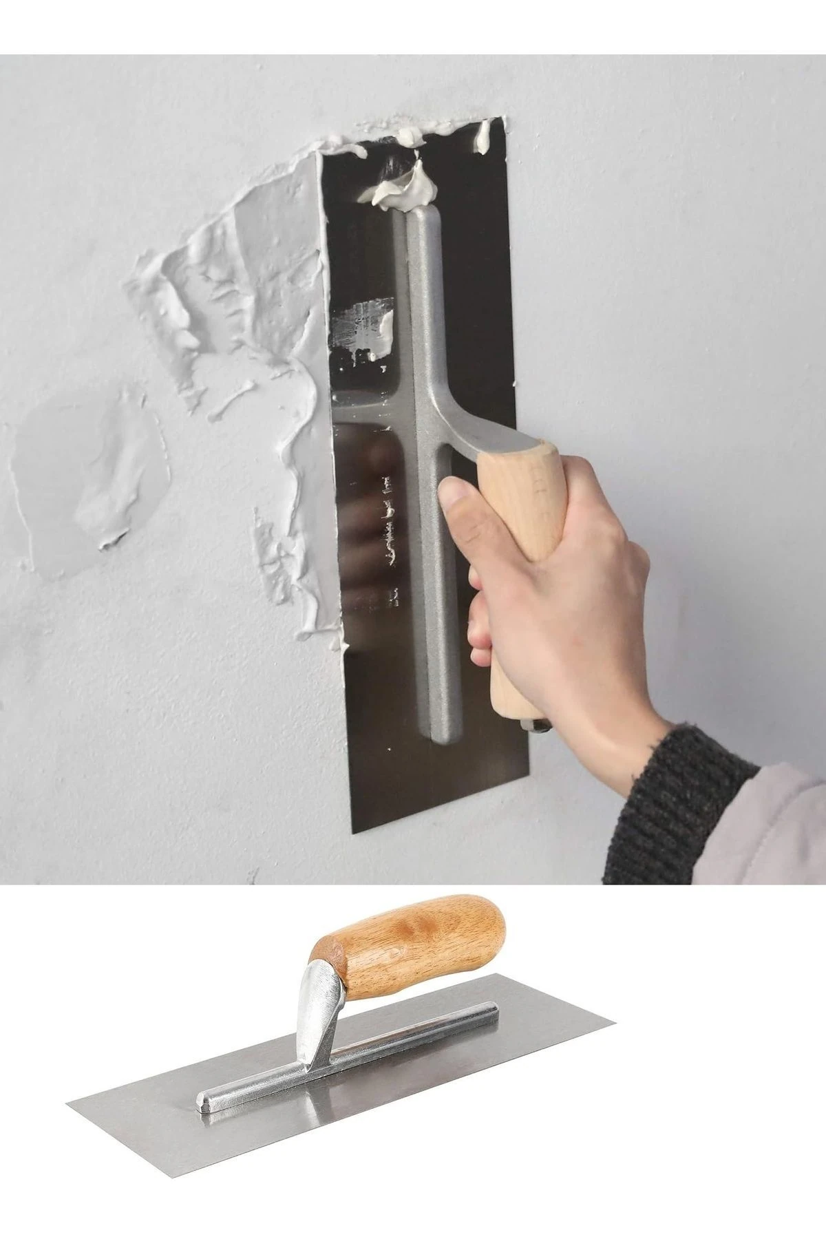 Alçı Kaleterasit Malası Ahşap Saplı Çelik Sıyırma Düzeltme Temizleme Sıvacı Harç Sonlama Malası
