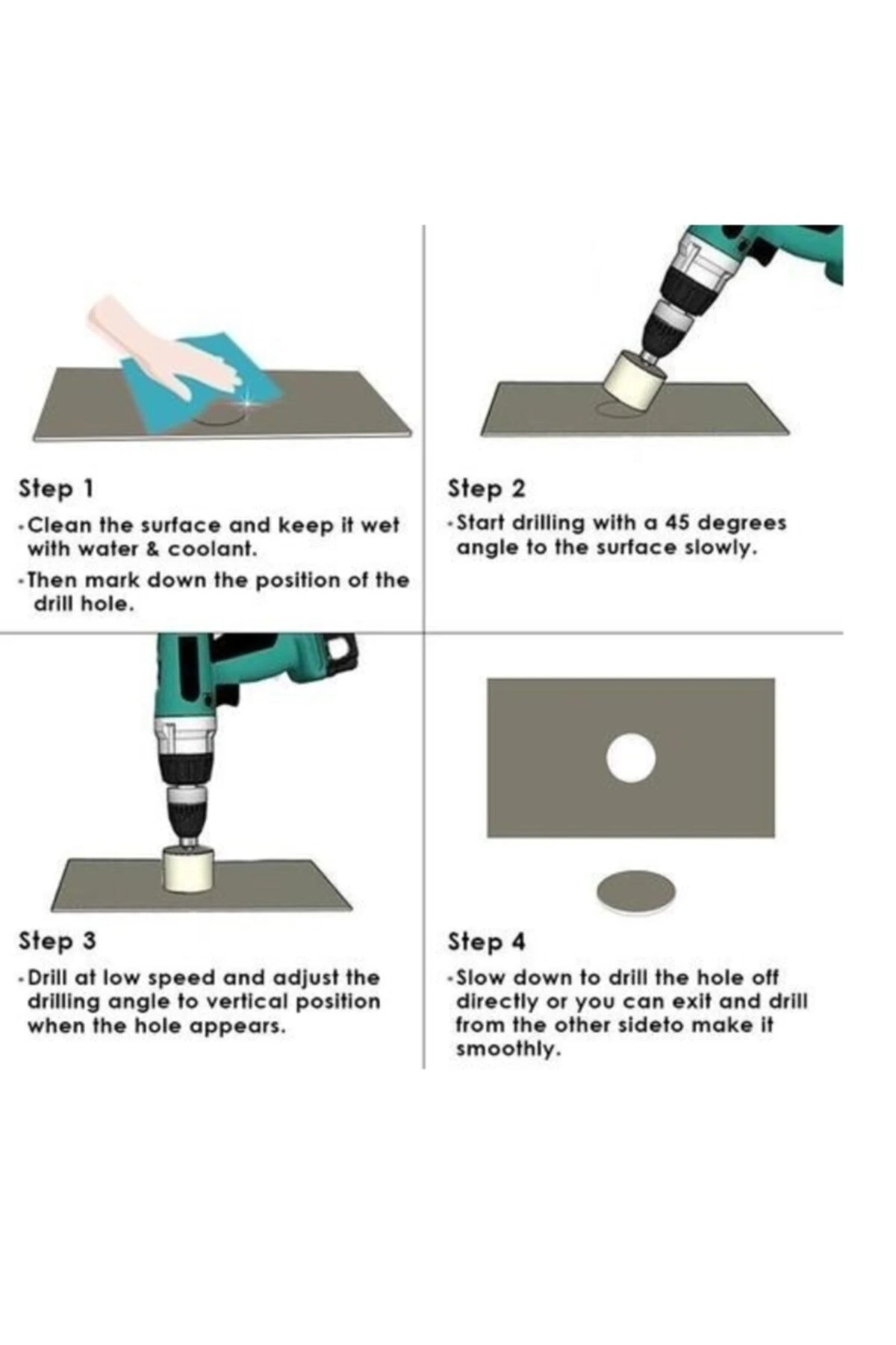 Mermer Granit Fayans Porselen Cam 14mm Yuvarlak Delme Pancı Elmas Uçlu Delik Açma Karot Matkap Ucu