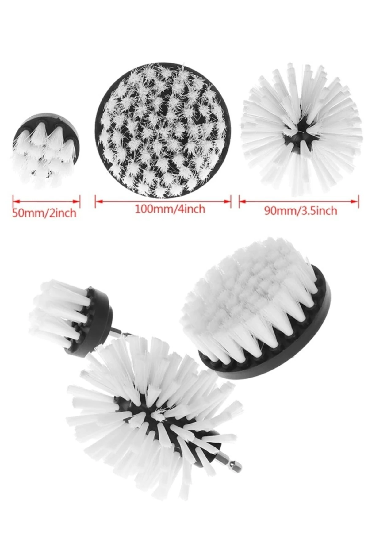 Matkap Temizlik Fırça Seti Banyo Mutfak Oto Jant Koltuk Halı Fayans Temizleme Fırça Kiti 3lü