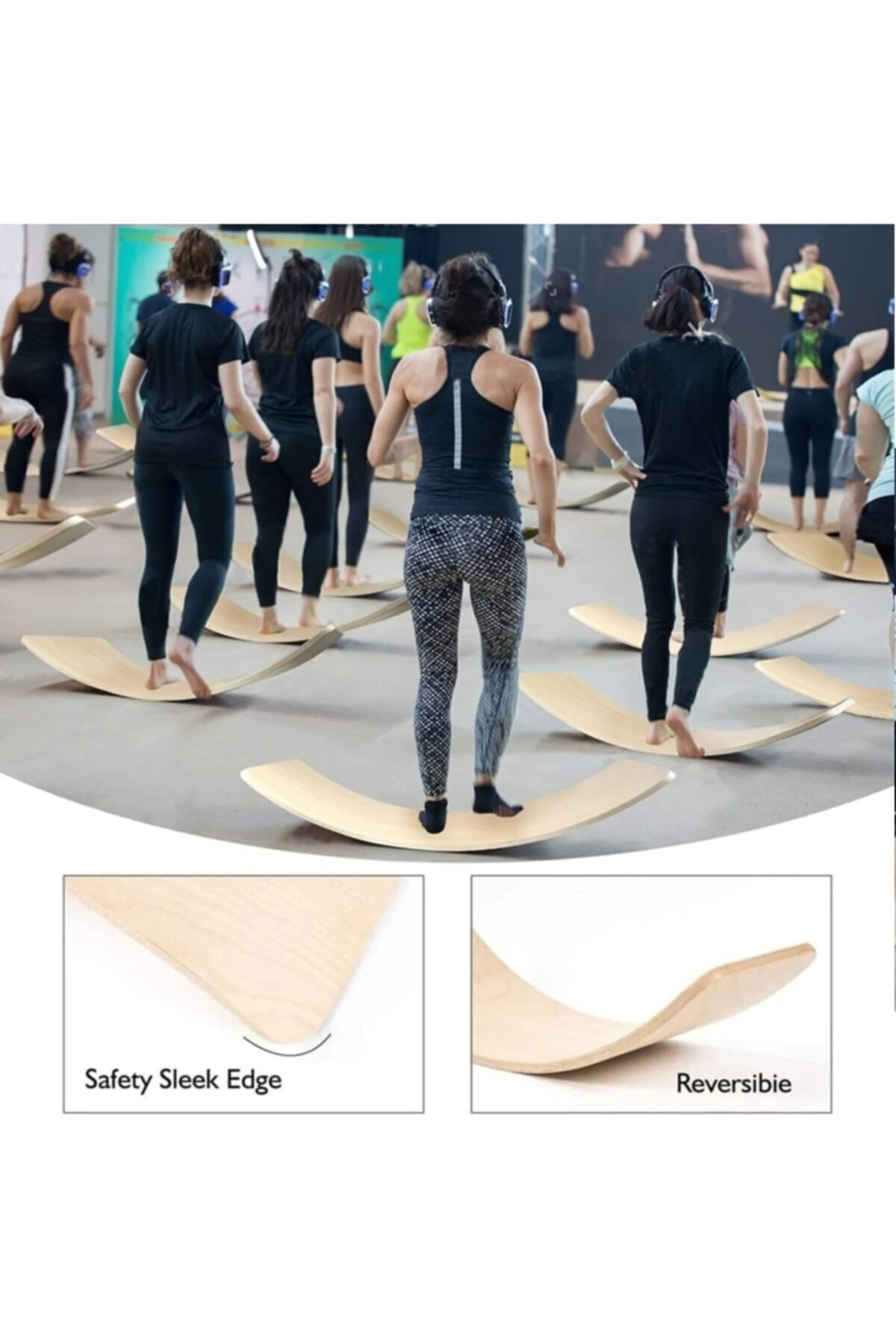 Denge Tahtası Balance Board Yoga Spor Egzersiz Fitnes Platformu 90x30cm Naturel Kontraplak