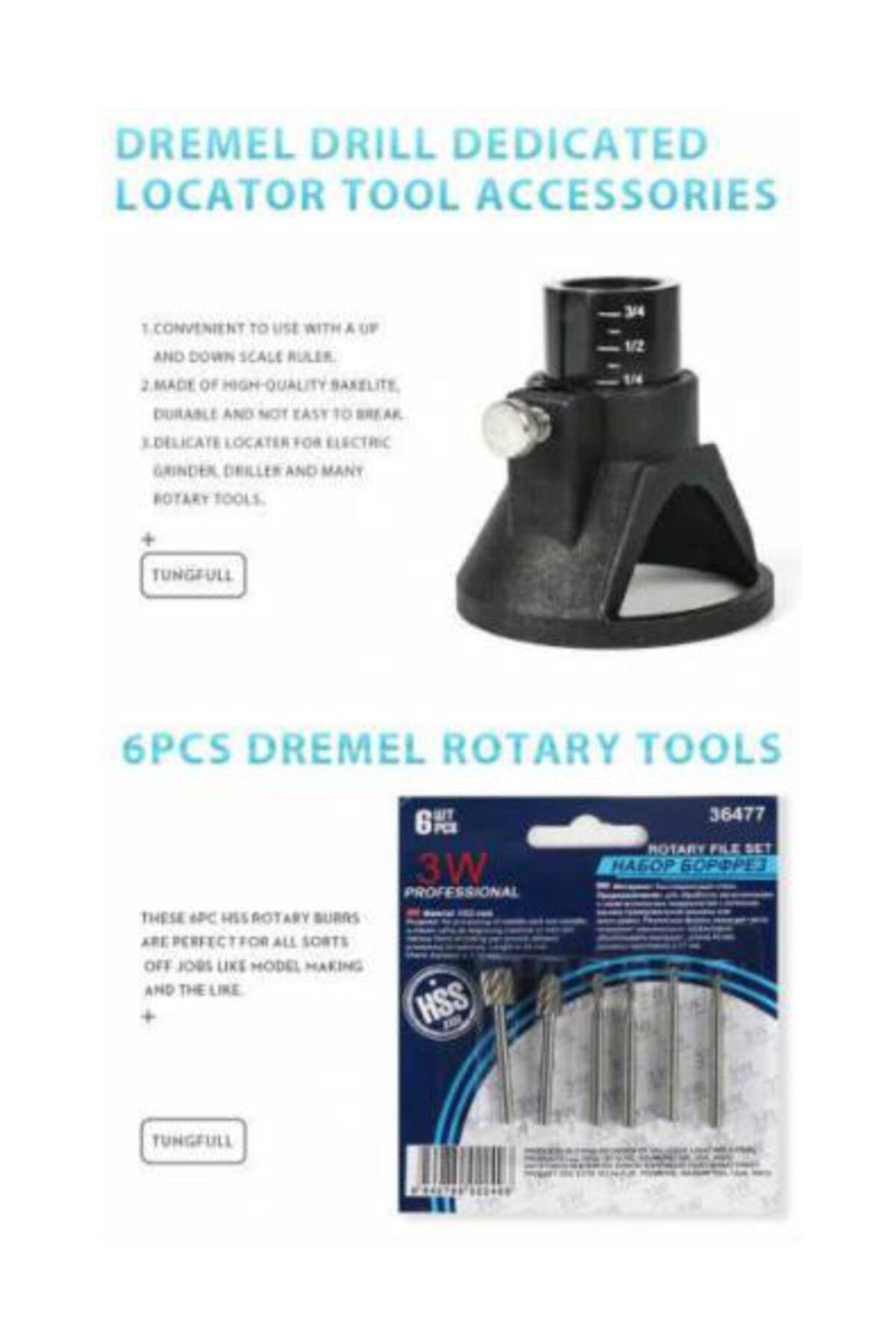 Dremel Proxxon Cihazlar Için Sabitleme Dik Delme Aparatı 6 Adet Hss Freze Uç Seti