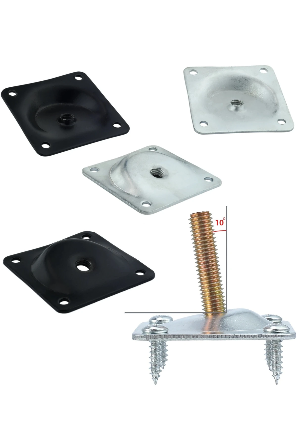 Kanepe Sehpa Masa Ahşap Ayak Bağlantı Aparatı 15 Derece Açılı Metal Montaj Braketi 4 Adet