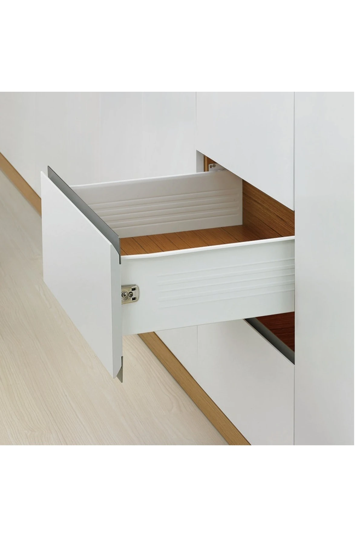 YANAKLI ÇEKMECE RAYI Metal Kenarlı Mutfak çekmece