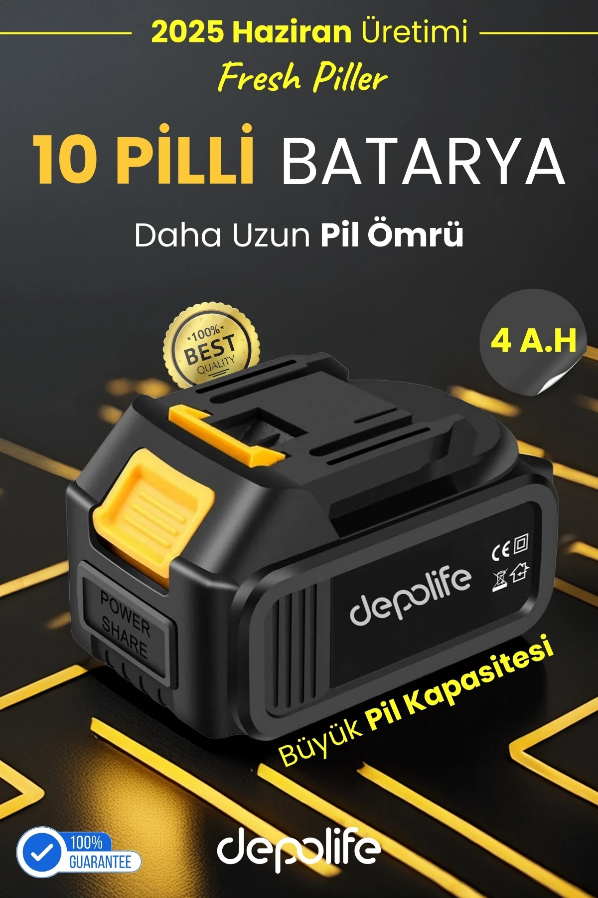 Şarjlı Matkap Yedek Batarya 24v 21v 18v 48 Volt Şarjlı Makine Aküsü 10lu Pil Grubu Üniversal 18650