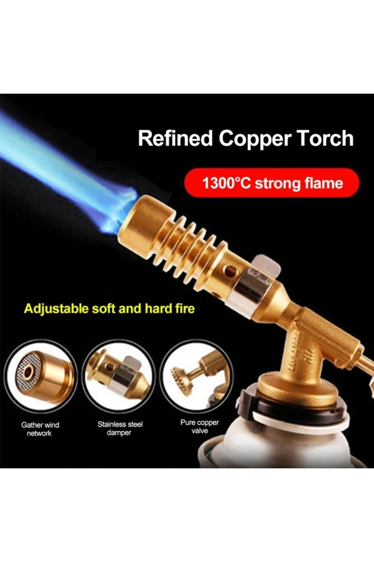 kaynakcı Pürmüz 1300 derece alev gazlı Torch alev tabancası Prinç Tamirci Kaynak Başlığı