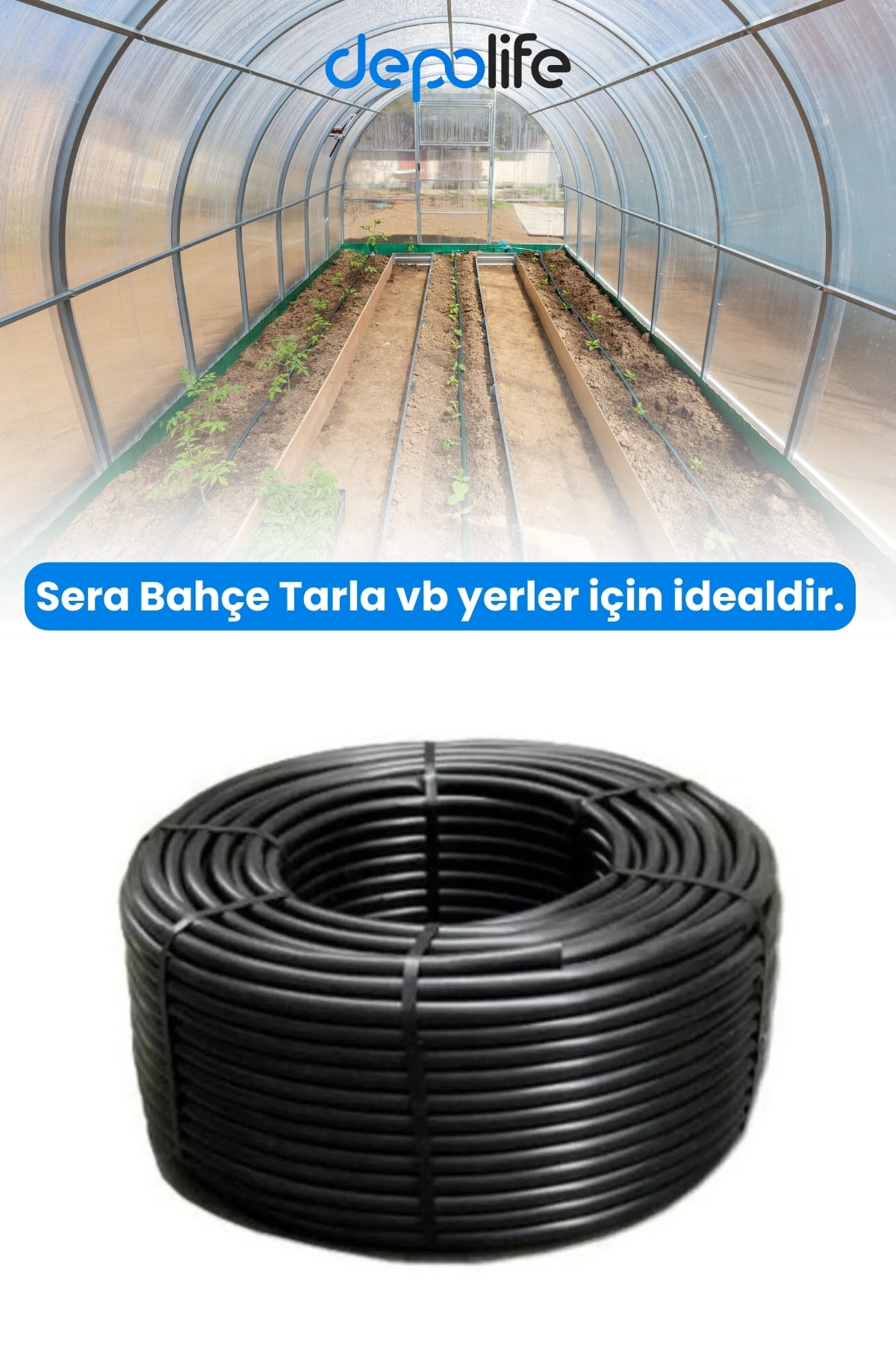 50 Metre 16mm Deliksiz Damlama Hortumu Sulama Serinletme Bahçe Sera Tarla Bitki Ağaç Sulama Borusu