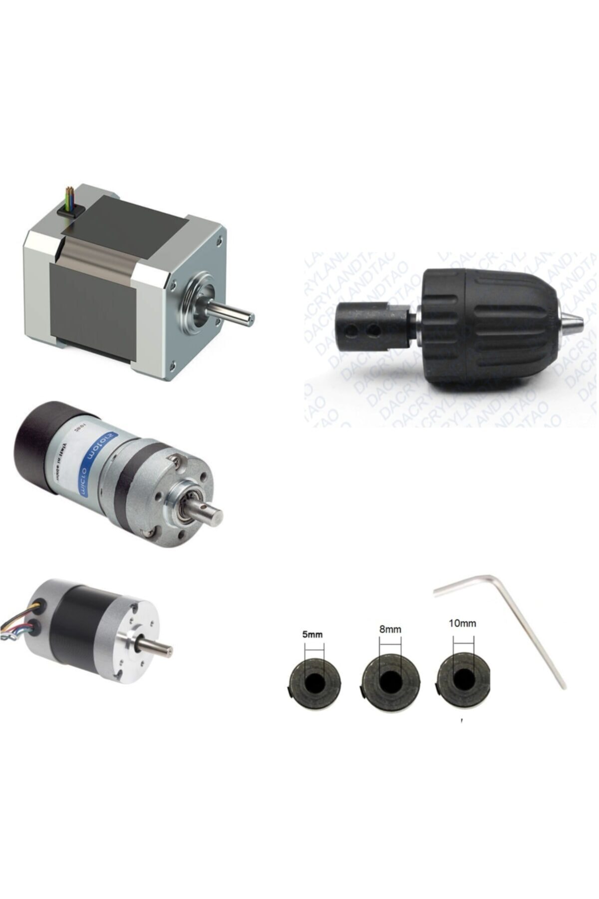 Anahtarsız Supra Plastik Mandren Otomatik Mandrel Okul Proje Hobi 3lü Motor Mil Kaplinli 3/8mm 10mm