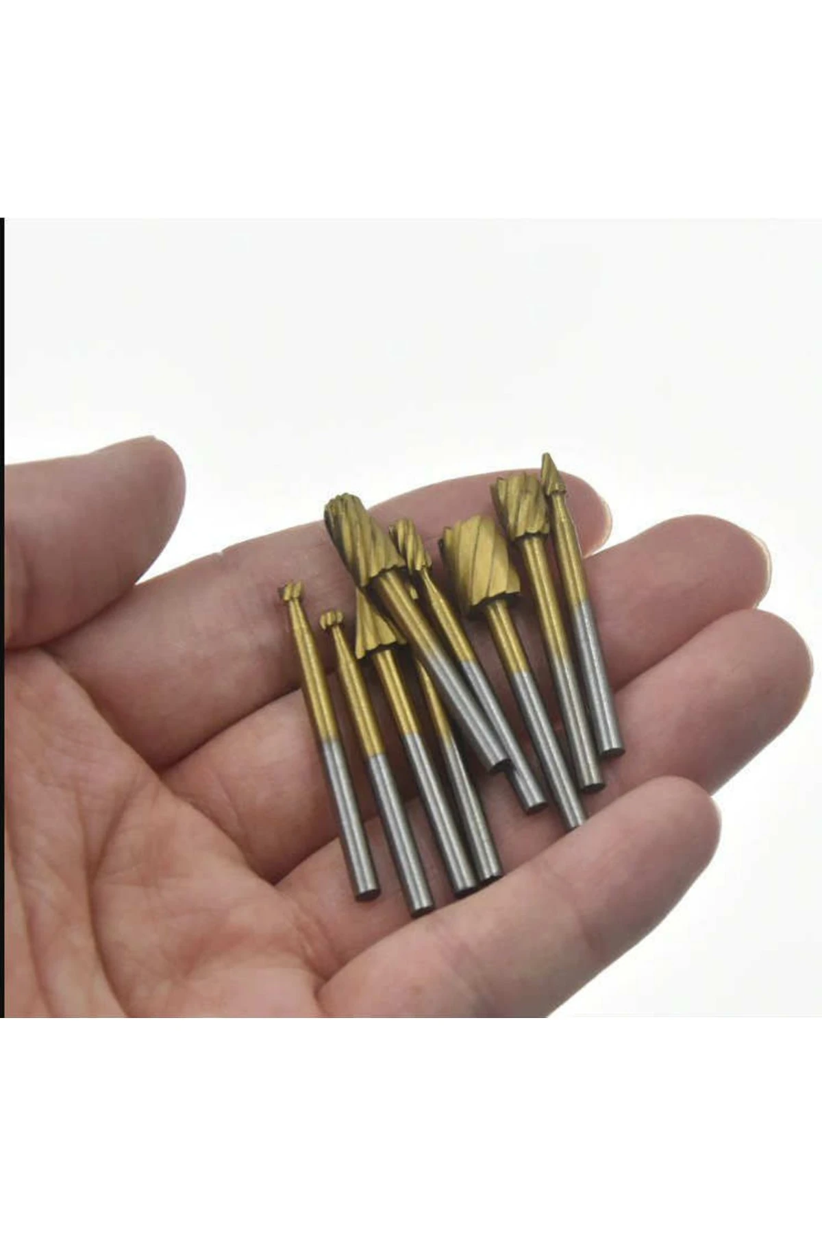 Titanyum Kaplı Freze Uç Seti 10 Parça Dremel Kalıpçı Uyumlu 3 Mm Şaft Freze Ahşap Oyma Set