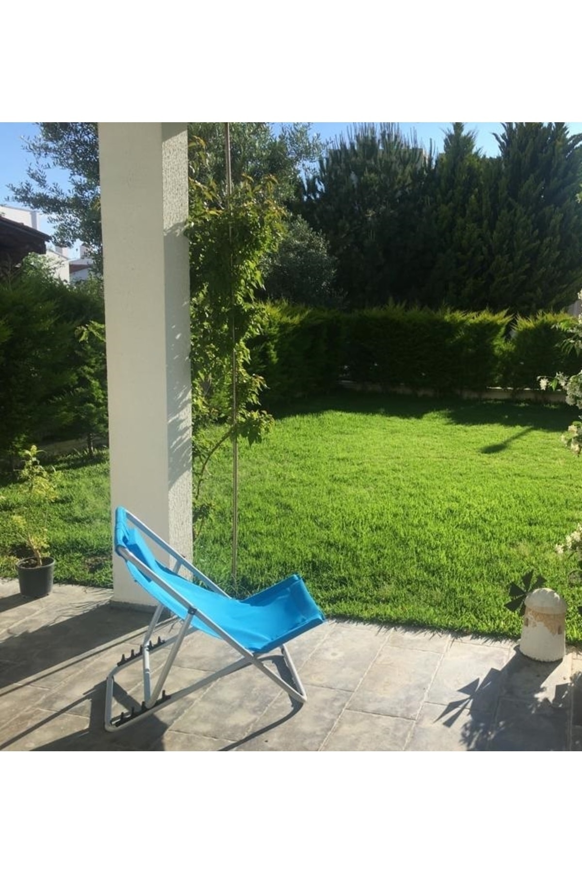 Balkon Teras Bahçe Şezlong Katlanır Yastıklı 5 Kademe Ayarlı Yatar Rahat Plaj Balıkçı Tv Koltuğu