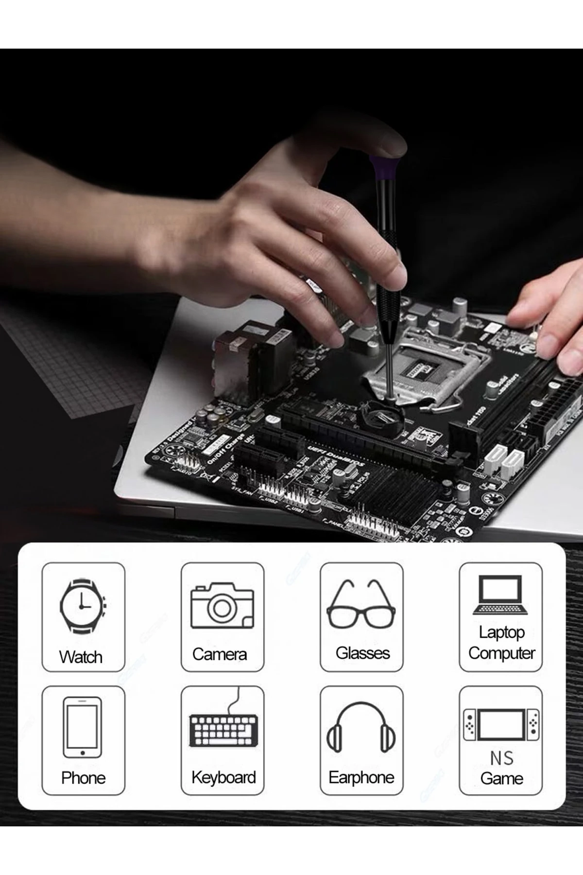 Anahtarlık Saatçi Tornavida 6lı Tornavida Takımı Gözlük Telefon Tornavida Seti 6 Parça Set