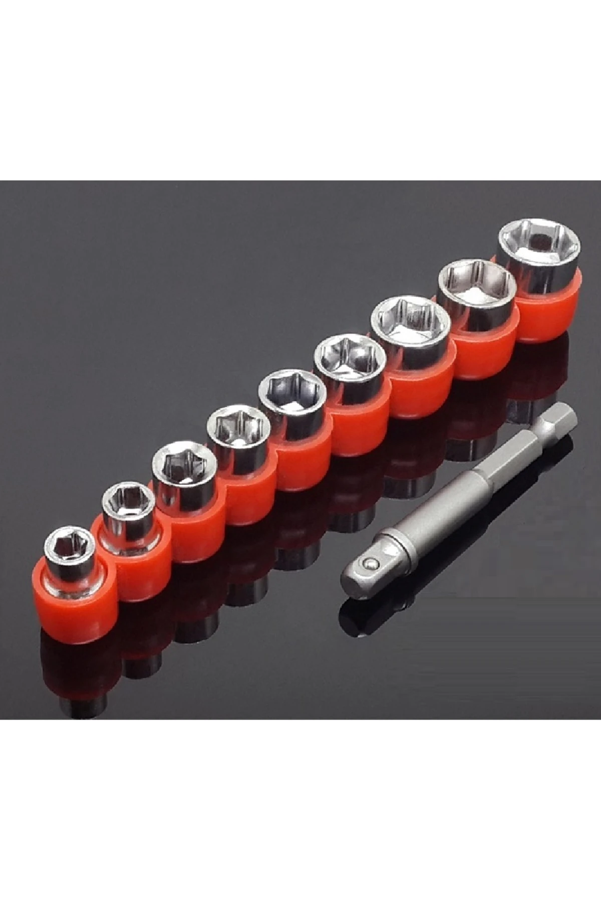 9 parçalı 1/4 soket Lokma Seti ve Matkap Adaptör seti