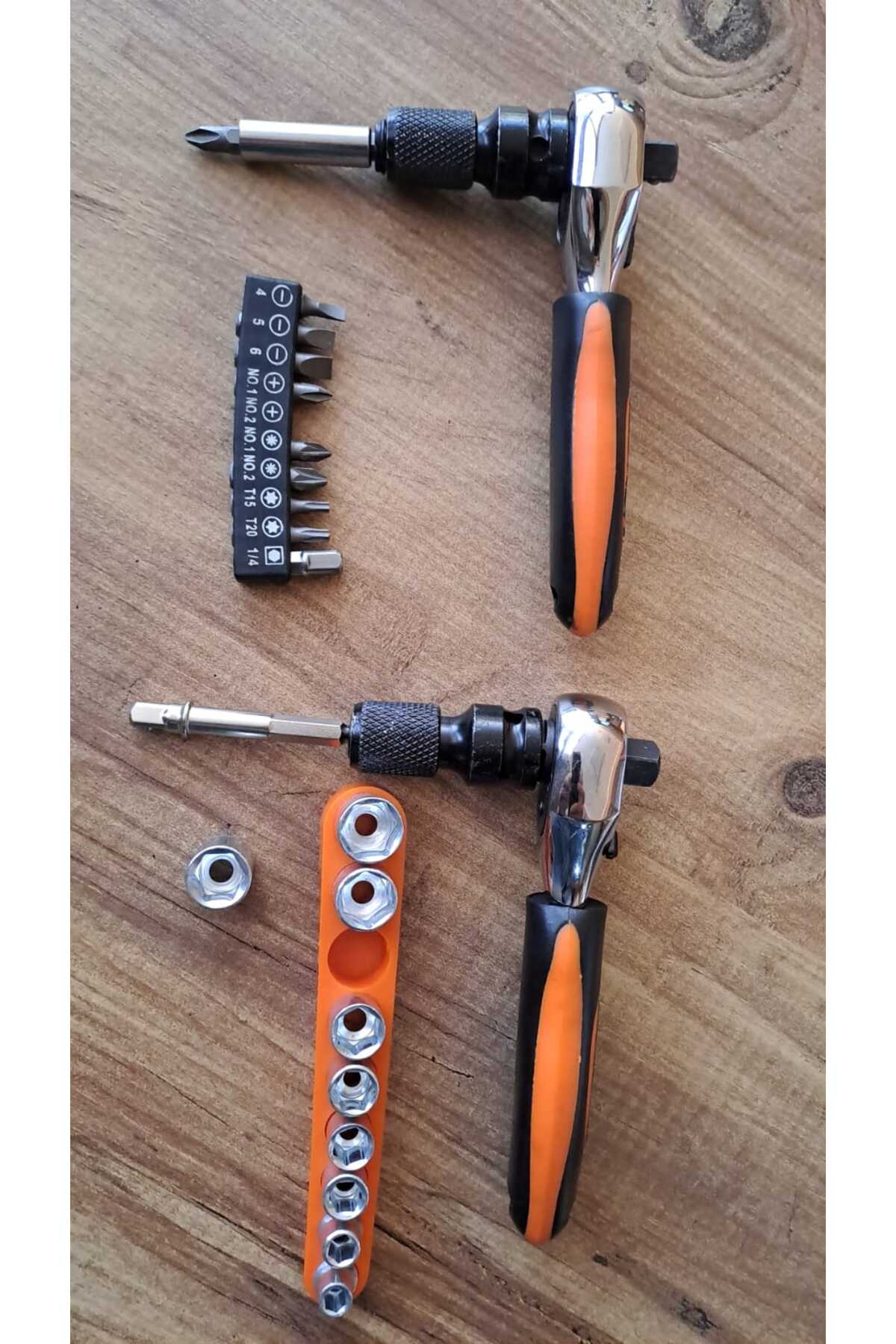 Fonksiyonel Cırcır Kolu Lokma seti 10lu bits uç 9lu Lokma Anahtar Takımı 22 Parçalı Cırcırlı Lokma