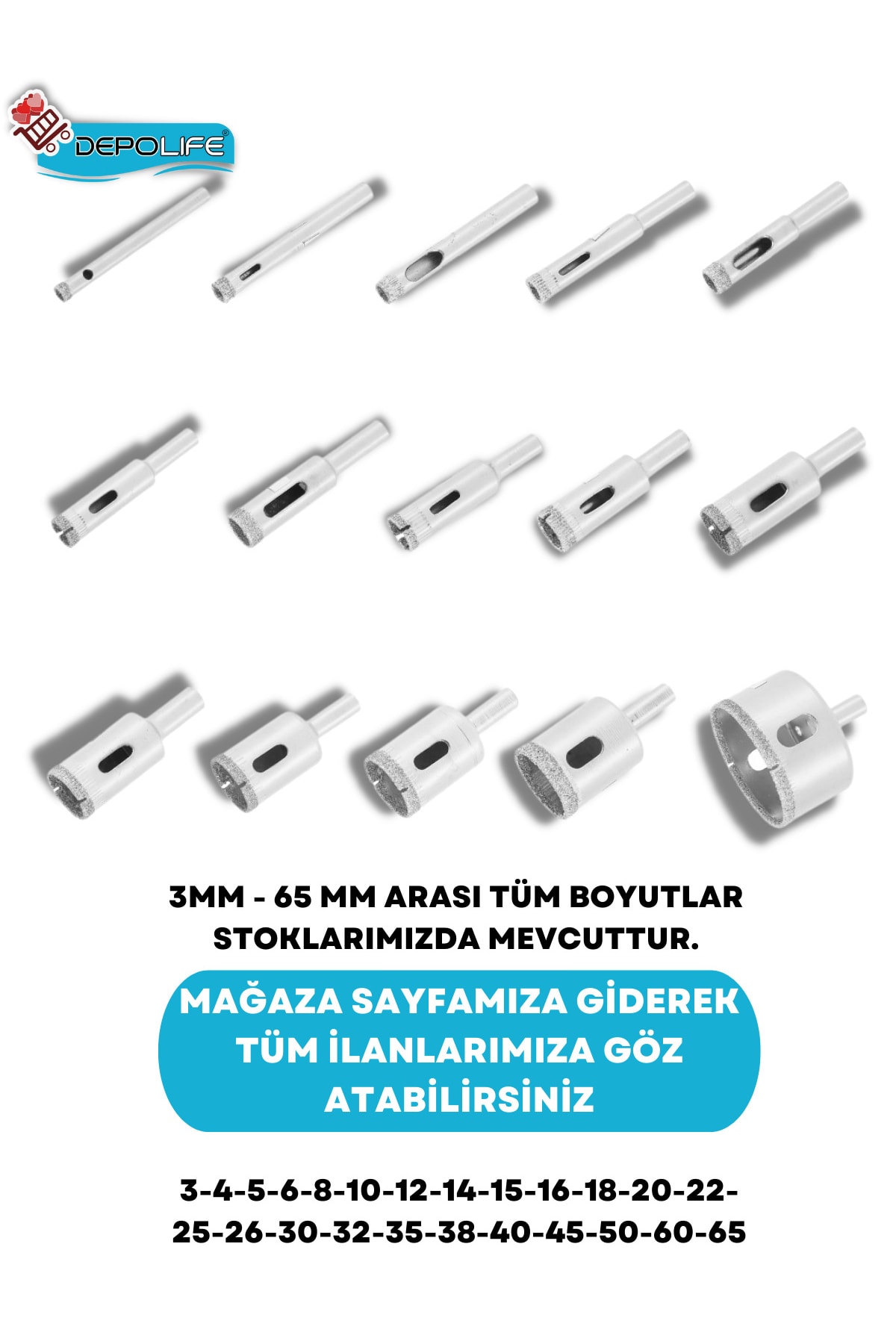 3mm Mermer Granit Fayans Cam Yuvarlak Delme Panç Elmas Uç Yuvarlak Açma Matkap Için Boru Tipi Karot