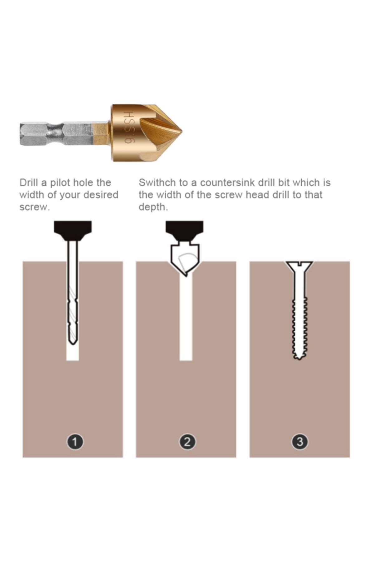 Hss Pah Havşa Delik Açıcı Matkap Ucu 1/4 Hex Saplı Kesici Takım Pnömatik 6mm-19mm 6 Adet Set