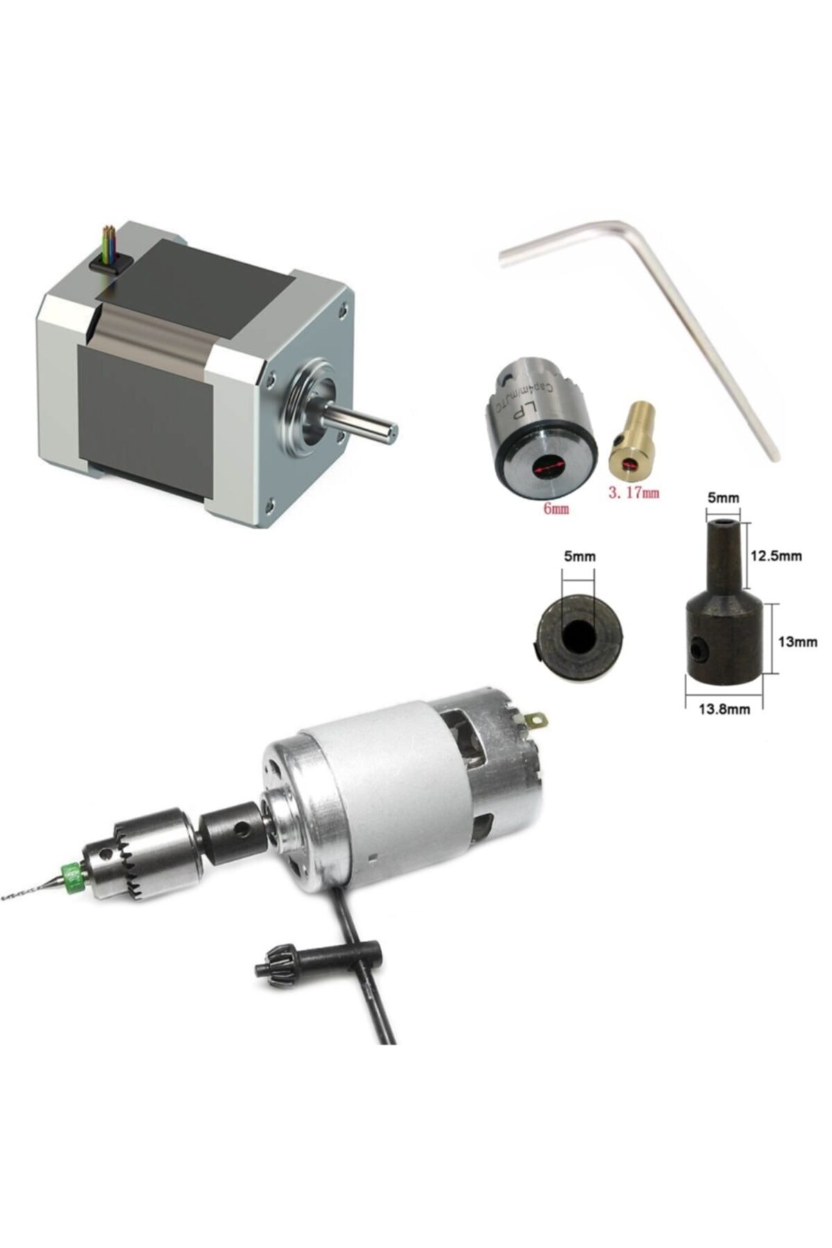 Motor Için Anahtar Sıkmalı Mini Mandrel 4mm Mandren Okul Proje Ödev Hobi 3.2mm 5mm Profesyonel