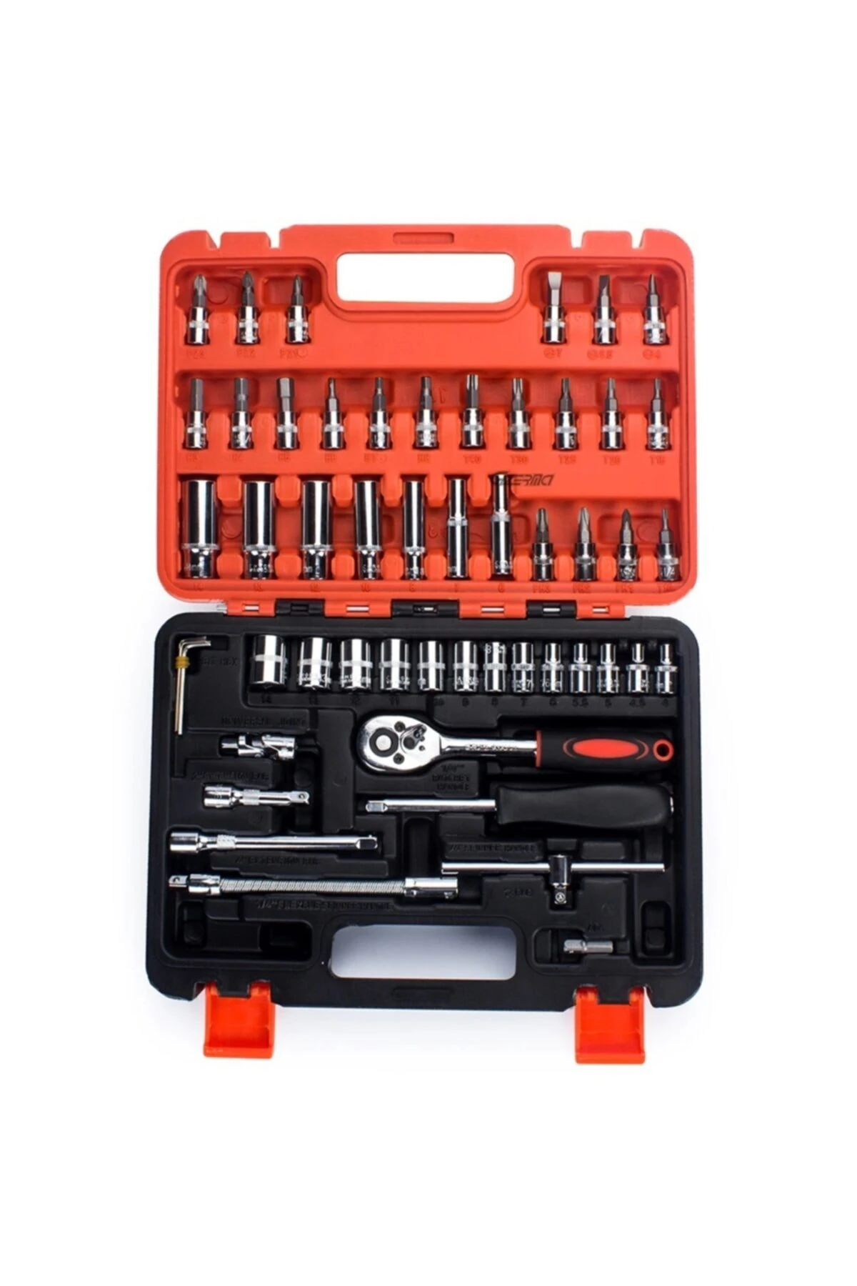 53 Parça Lokma Takımı Otomatik Cırcırlı 1/4 Uzatma Kolu Hex Adaptörlü Çantalı Set 1/4'' Profesyonel