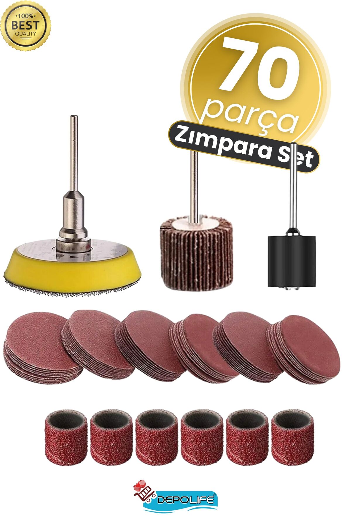 Mini Gravür Makineleri Için Mop Cırt Taban Flap Disk Silindir Zımpara Seti 70 Parça Takım