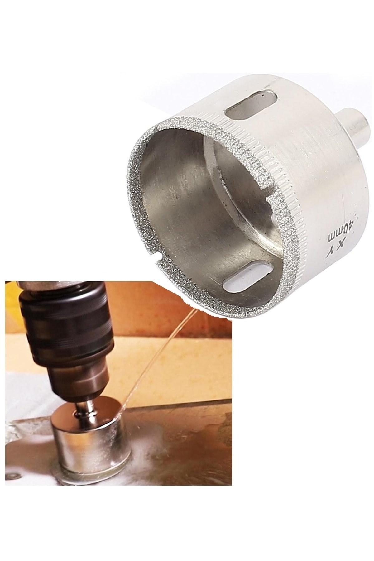 40mm Mermer Granit Fayans Cam Yuvarlak Delme Panç Elmas Uç Yuvarlak Açma Matkap Için Karot