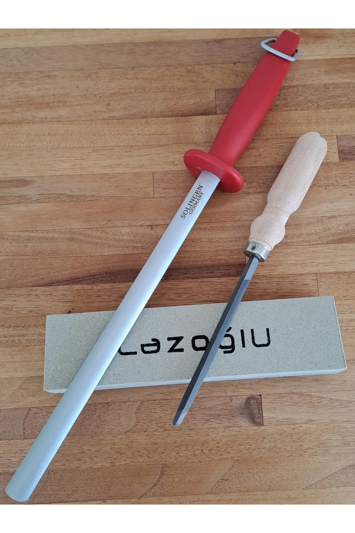 Tırpan Taşı Saplı Eğe Masat Seti 3 Parça Bıçak Balta Nacak Makas bileme seti