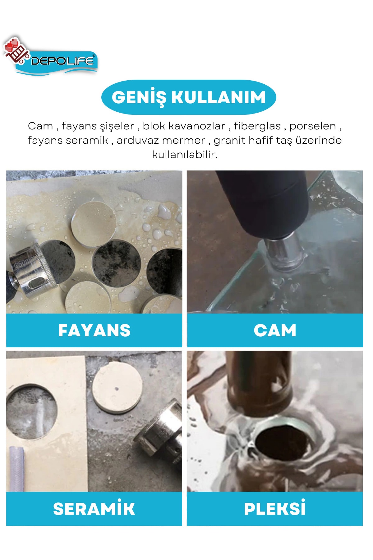 3mm Mermer Granit Fayans Cam Yuvarlak Delme Panç Elmas Uç Yuvarlak Açma Matkap Için Boru Tipi Karot