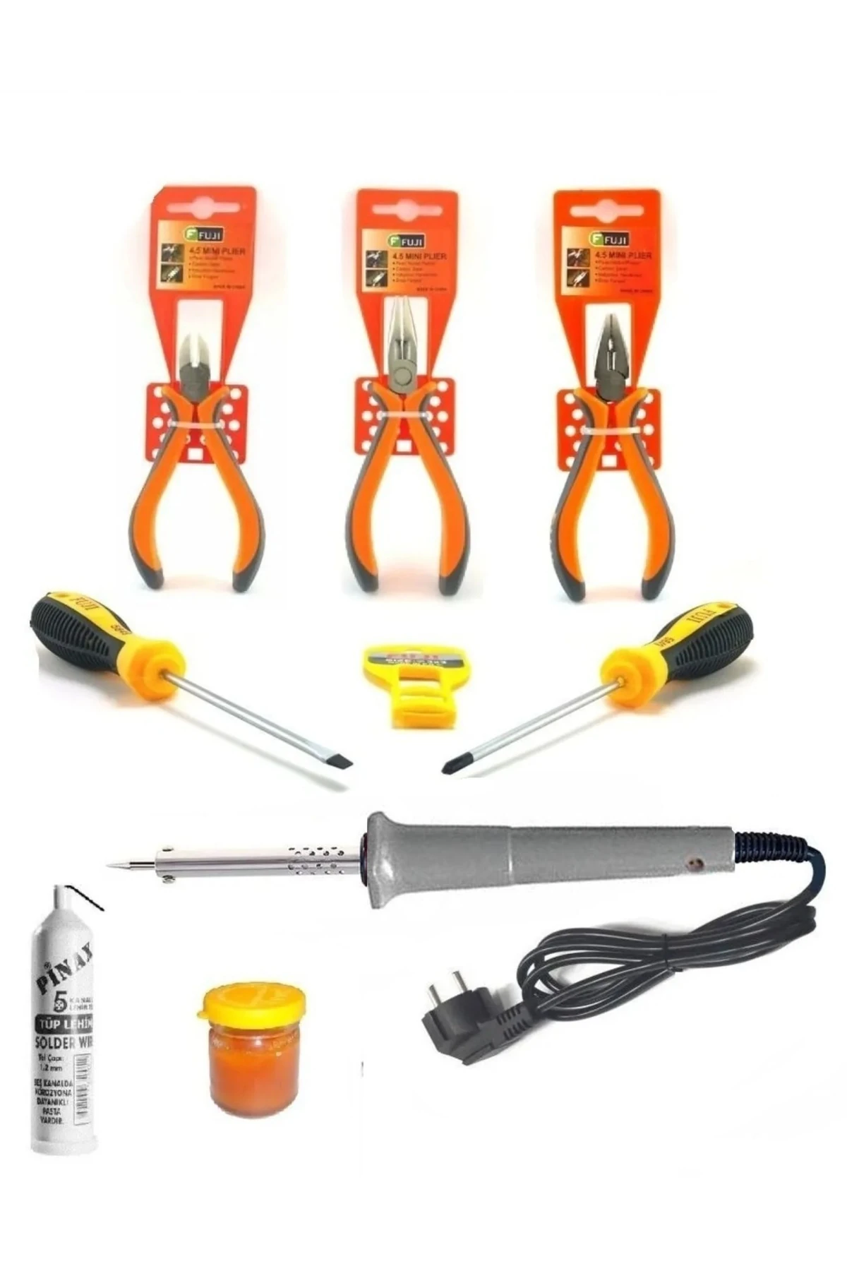 40w Kalem Havya Fuji Yankeski Pense Gargaburun Tornavida Lehim Pastası Profesyonel Elektronikçi Seti