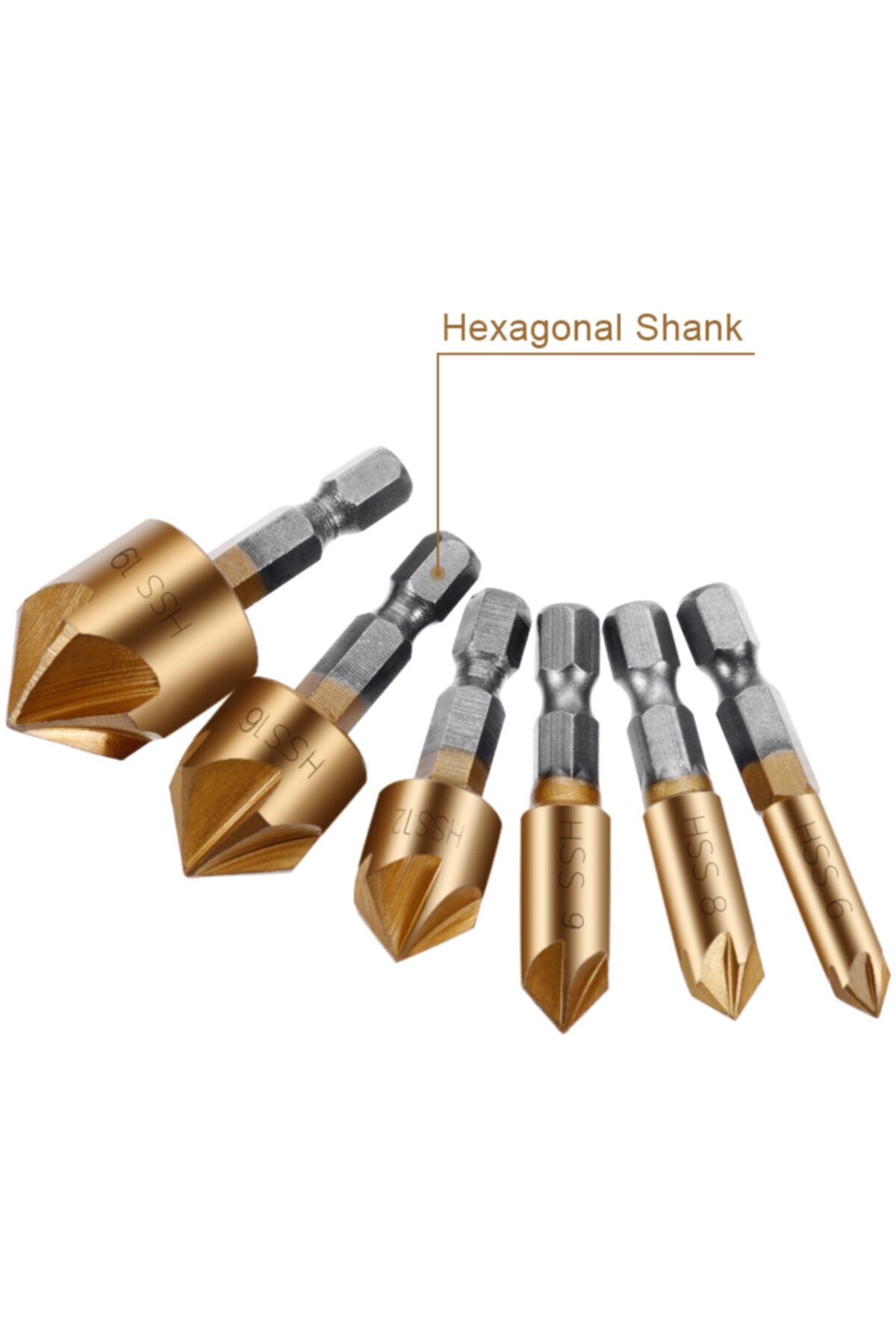 Hss Pah Havşa Delik Açıcı Matkap Ucu 1/4 Hex Saplı Kesici Takım Pnömatik 6mm-19mm 6 Adet Set