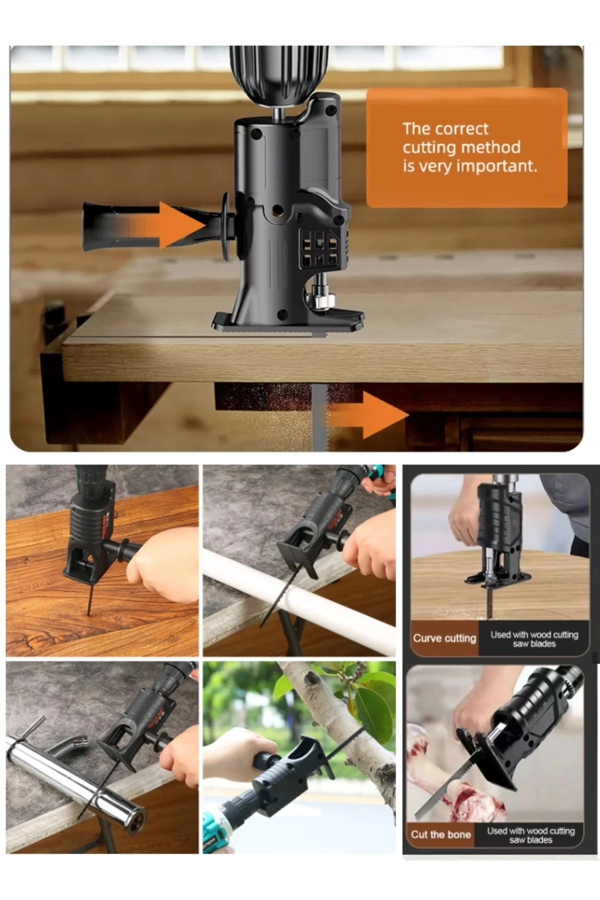 Tilki Kuyruğu Testeresi Dekopaj Testeresine Dönüştüren Aparat Matkap Için Testere Adaptörü Dekupaj